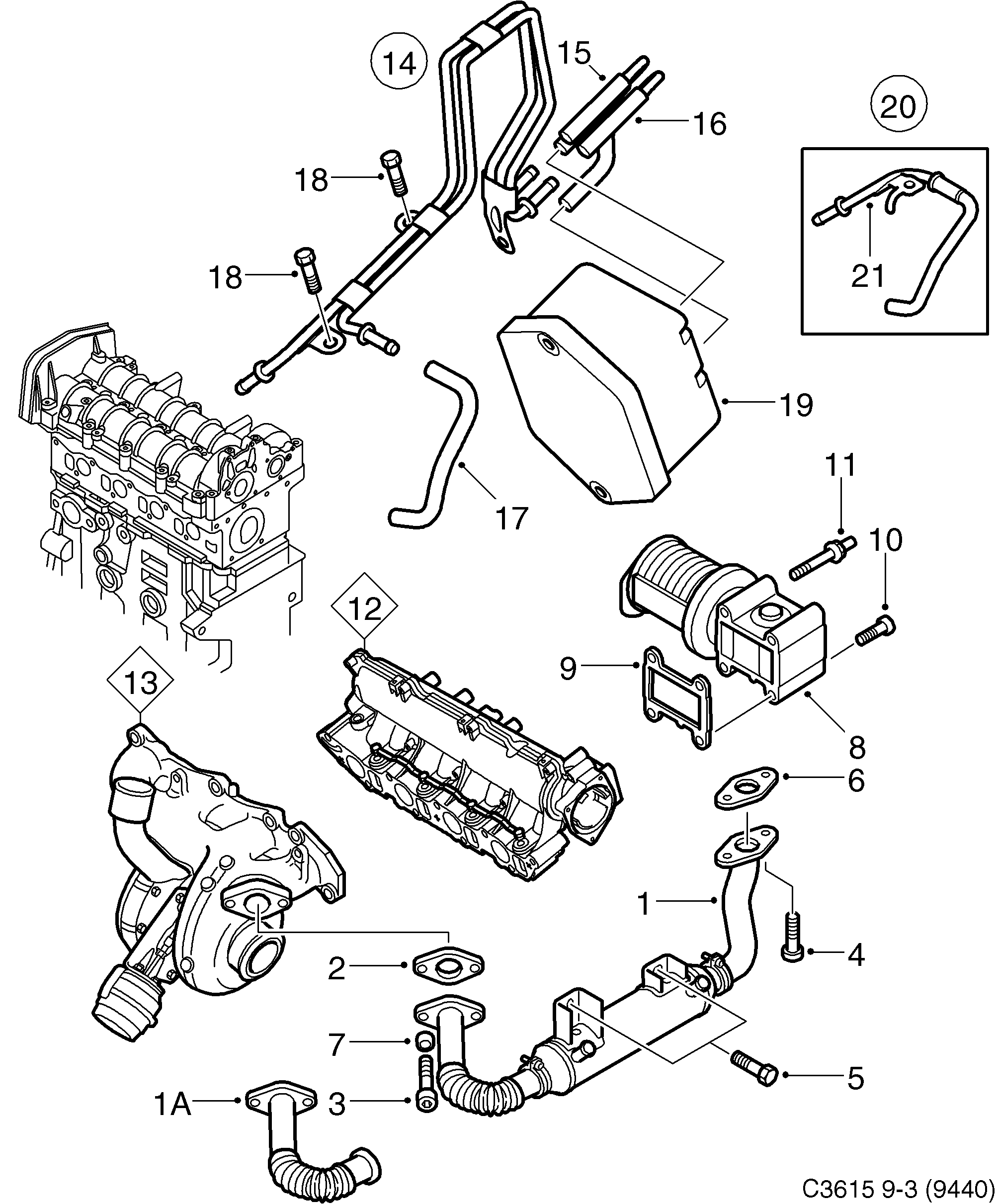 Saab 9-3 (9440) Exhaust gas recirculation diagram