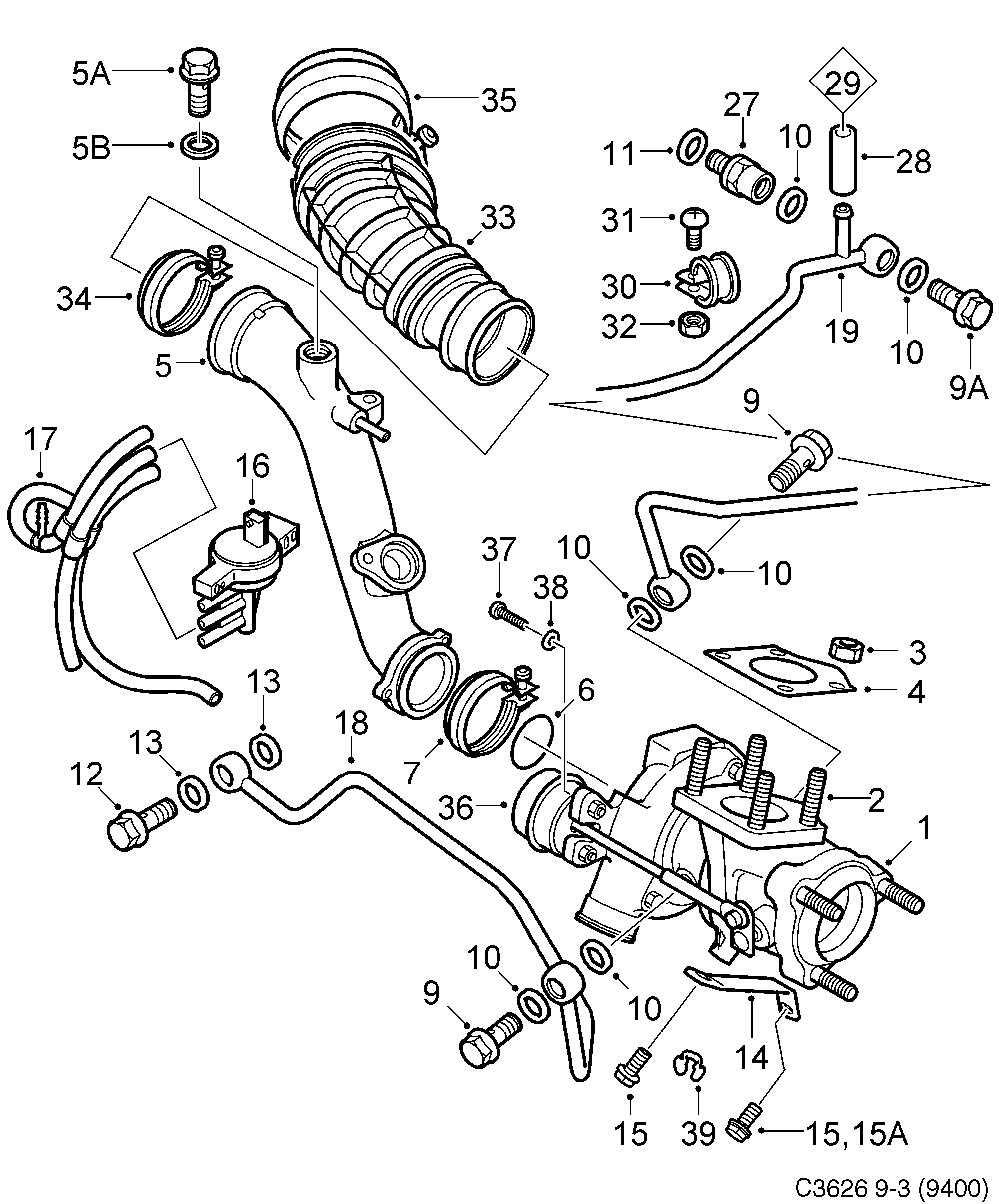 Saab 9-3 (9400) Turbocharger diagram