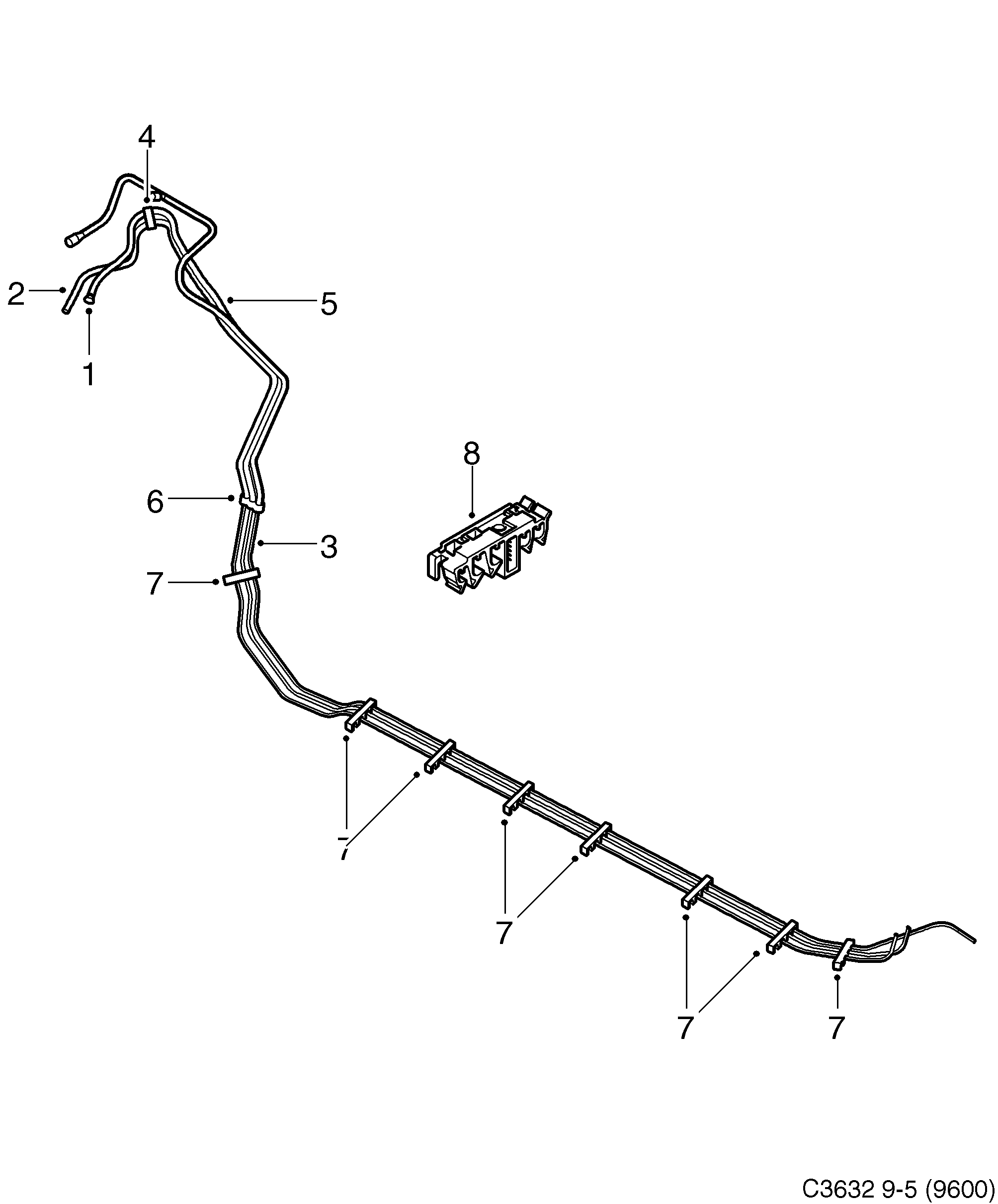 Saab 9-5 (9600) Fuel pipe BioPower diagram
