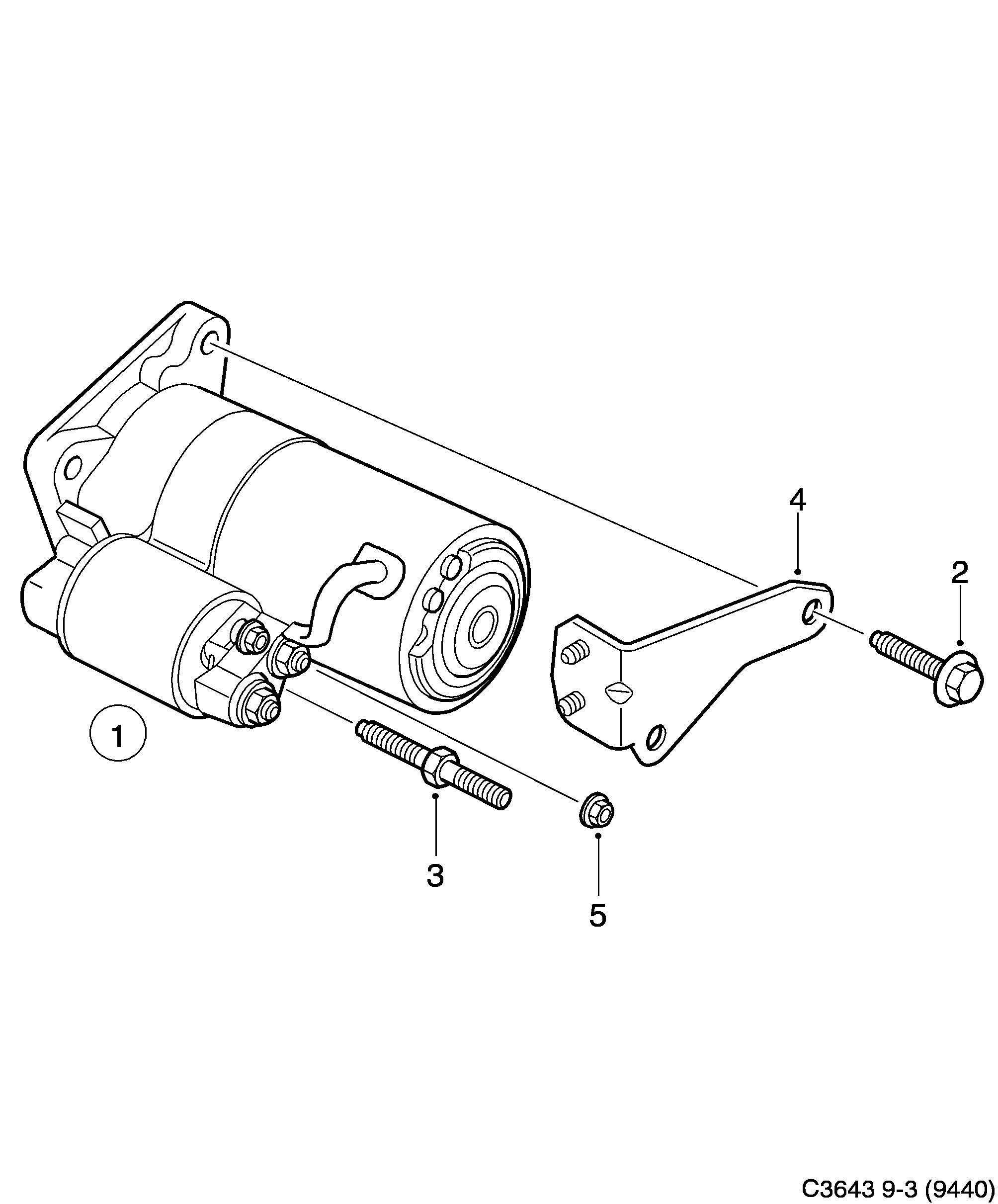 Saab 9-3 (9440) Starter motor diagram