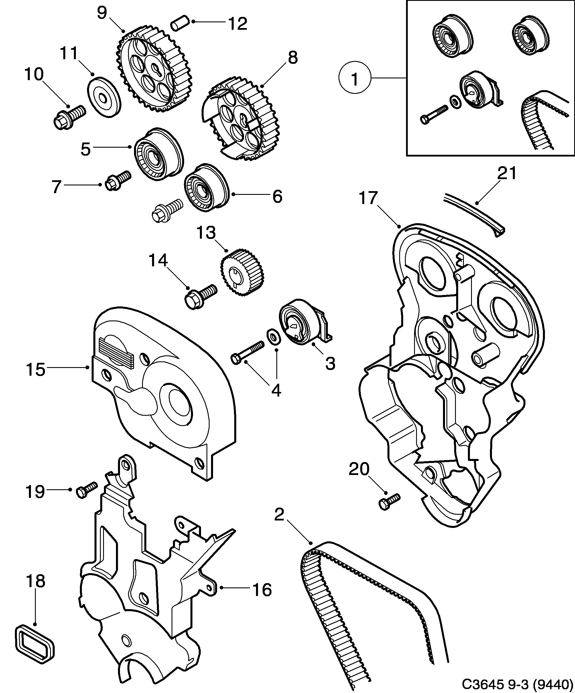 Saab 9-3 (9440) Transmission diagram