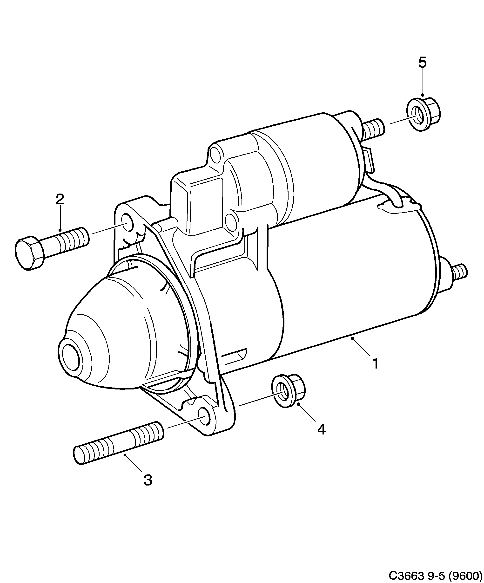 Saab 9-5 (9600) Starter motor diagram