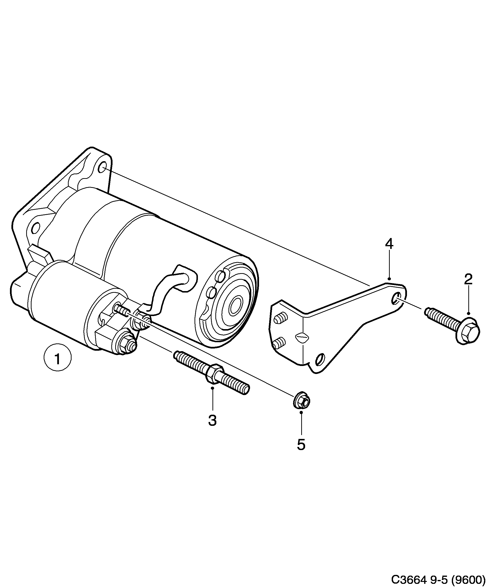 Saab 9-5 (9600) Starter motor diagram