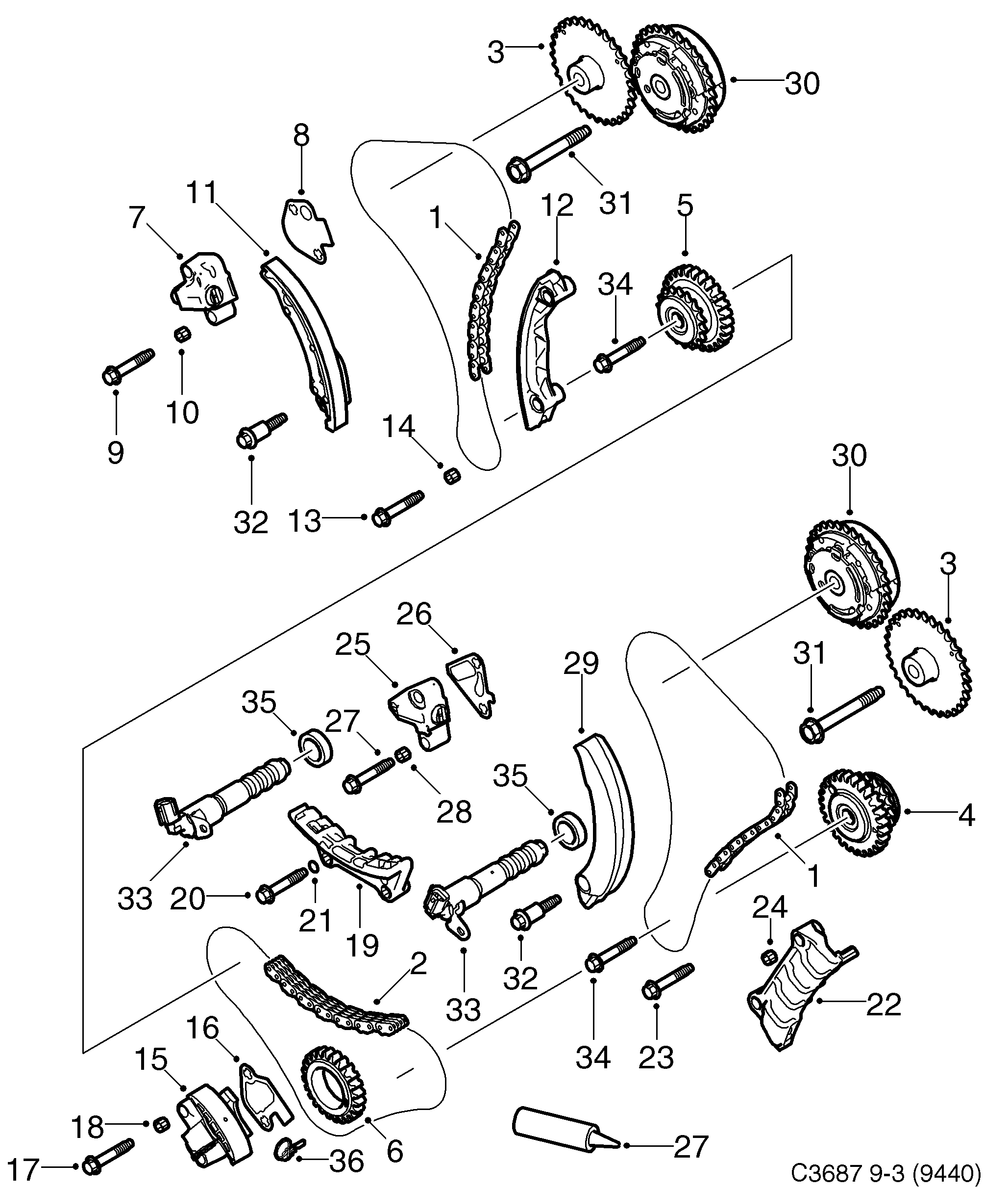 Saab 9-3 (9440) Transmission diagram