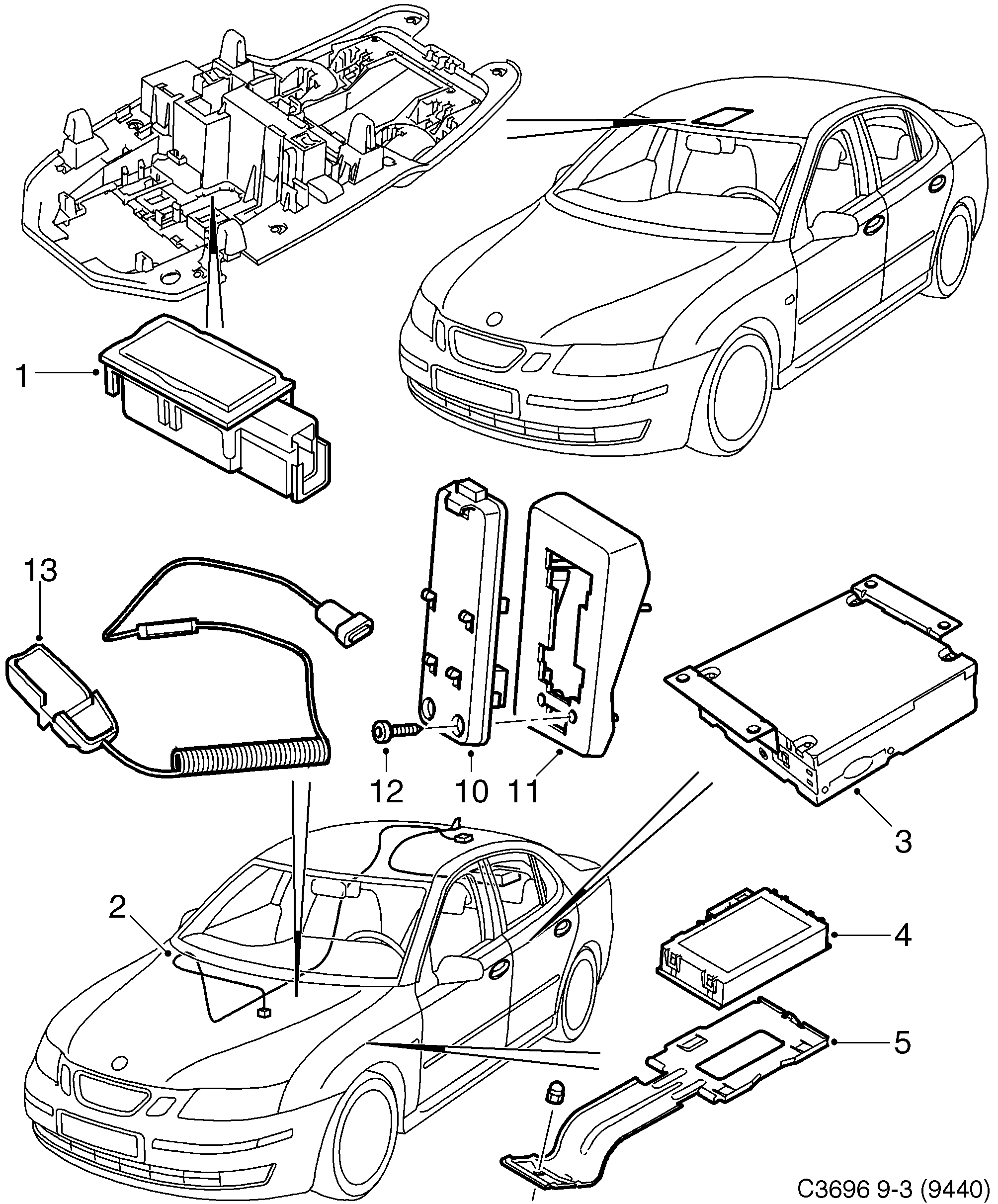 Saab 9-3 (9440) Telephone diagram
