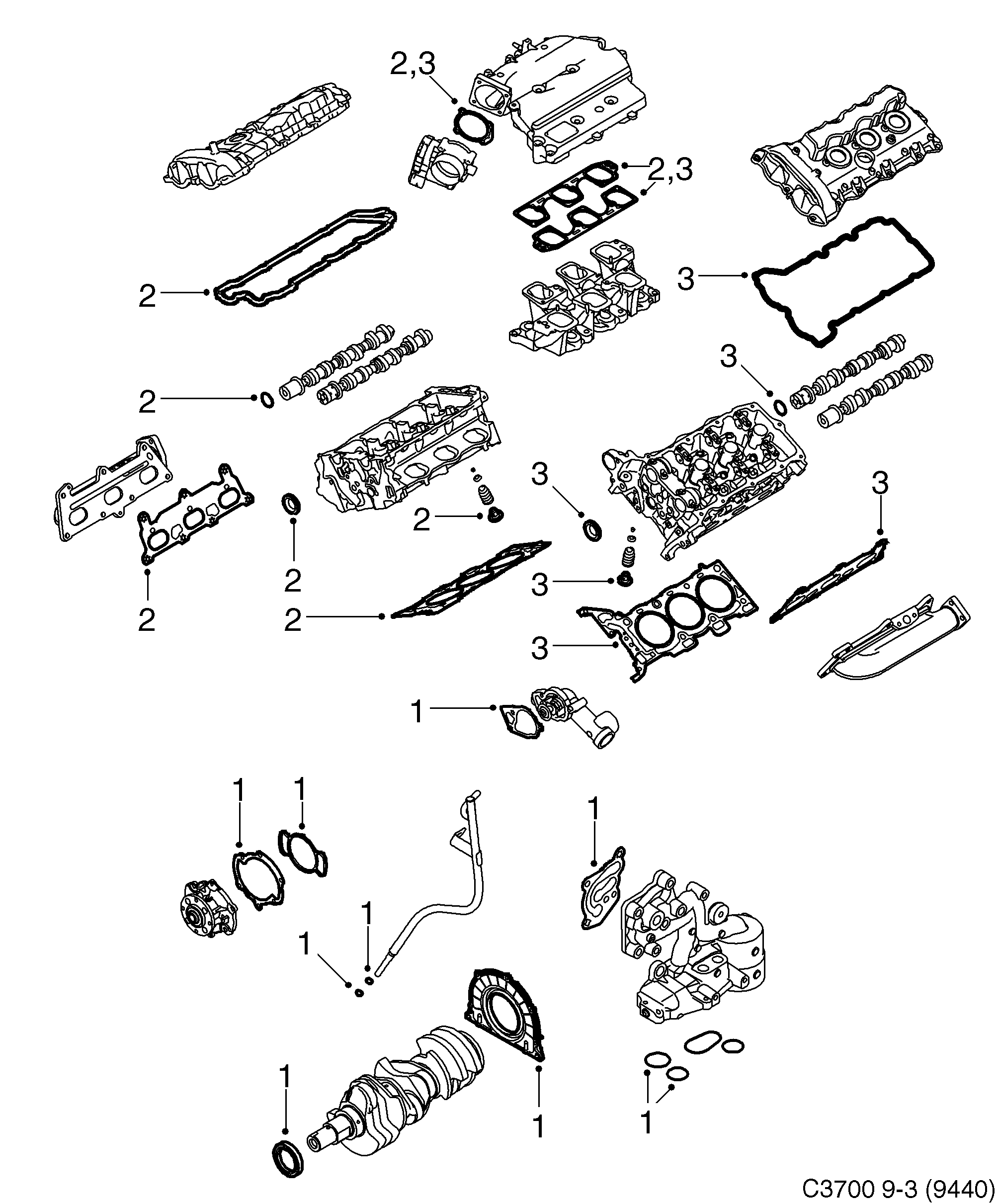 Saab 9-3 (9440) Motor diagram