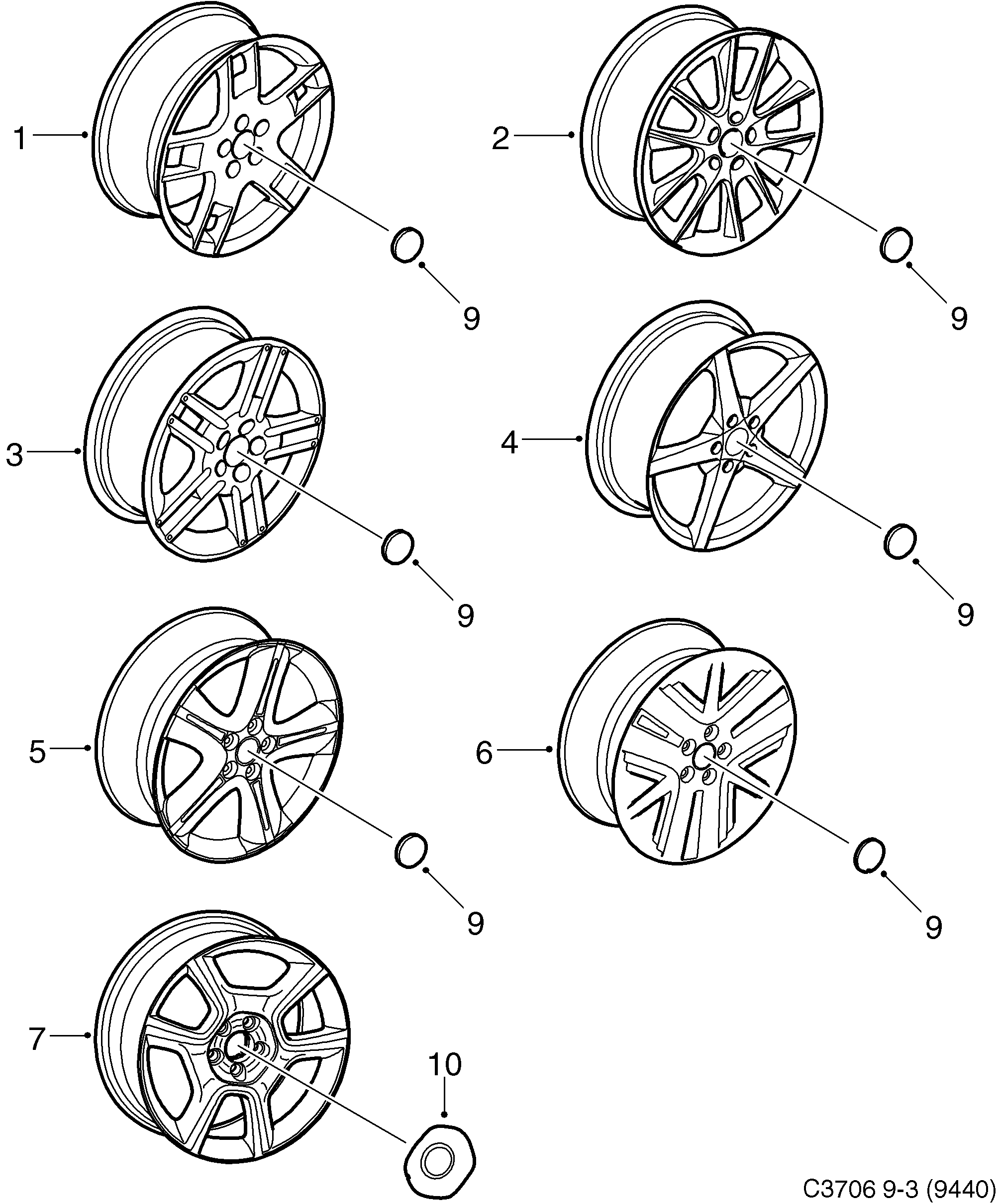 Saab 9-3 (9440) Wheel 18'' diagram
