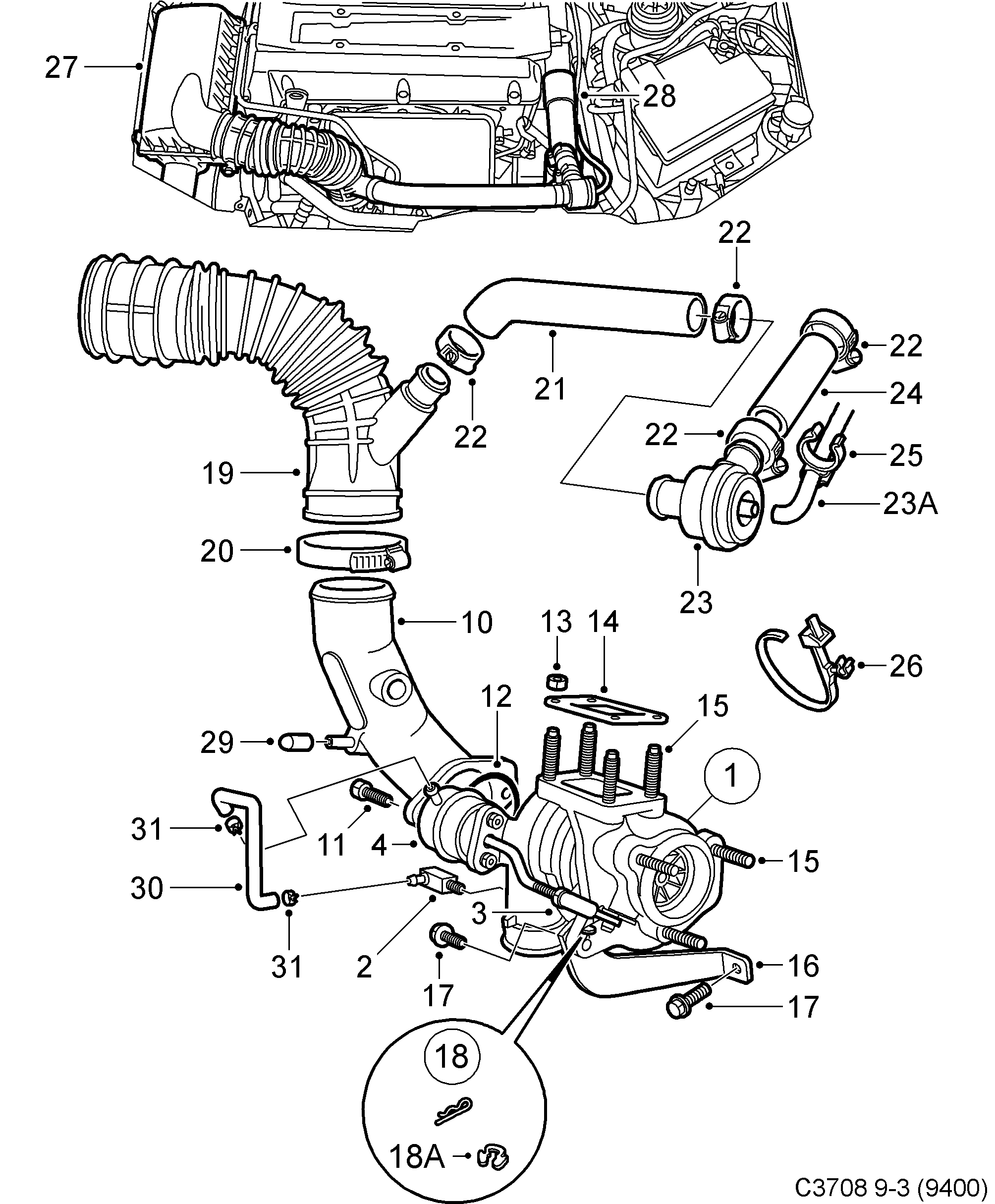 Saab 9-3 (9400) Turbocharger diagram