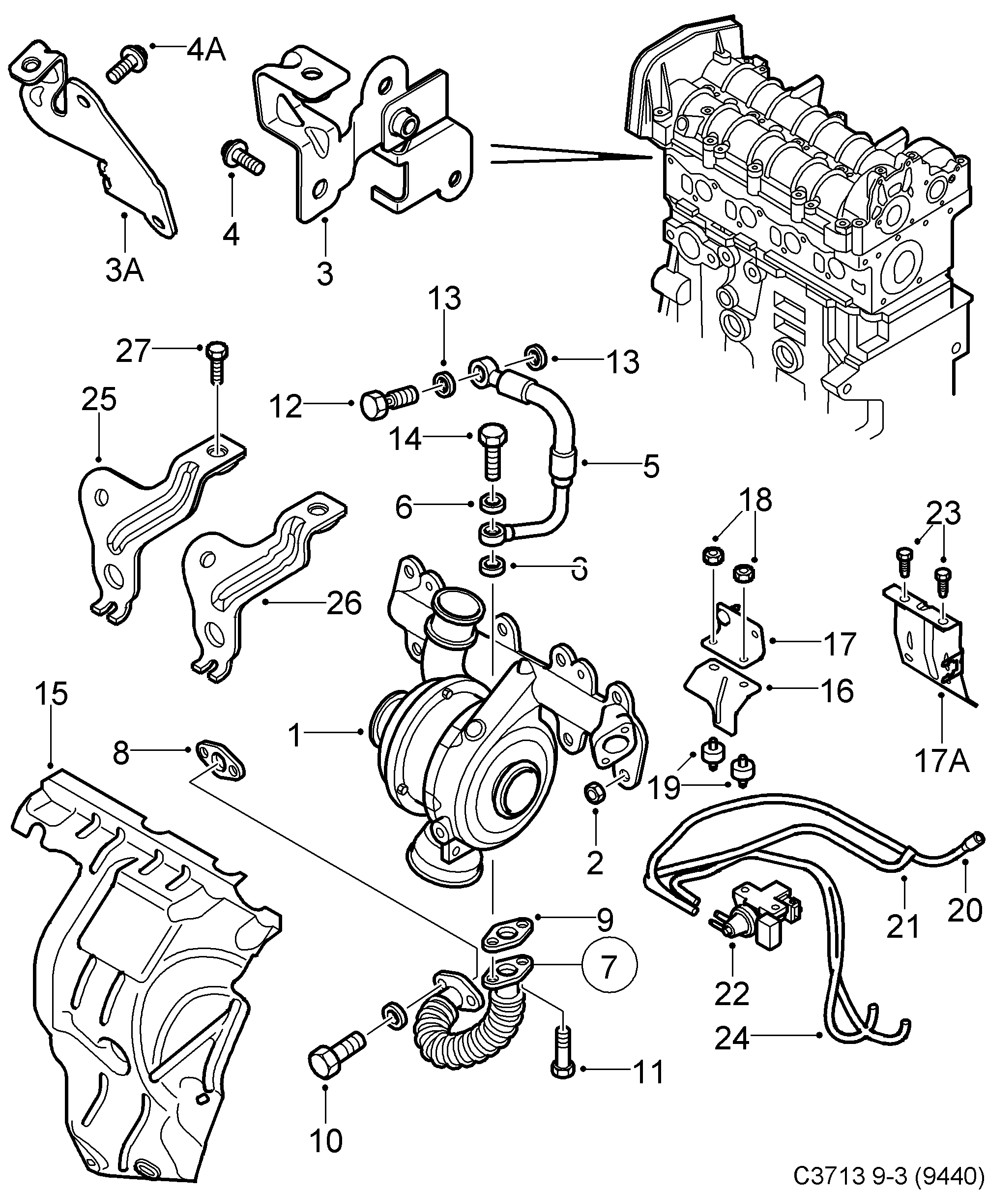 Saab 9-3 (9440) Turbocharger diagram