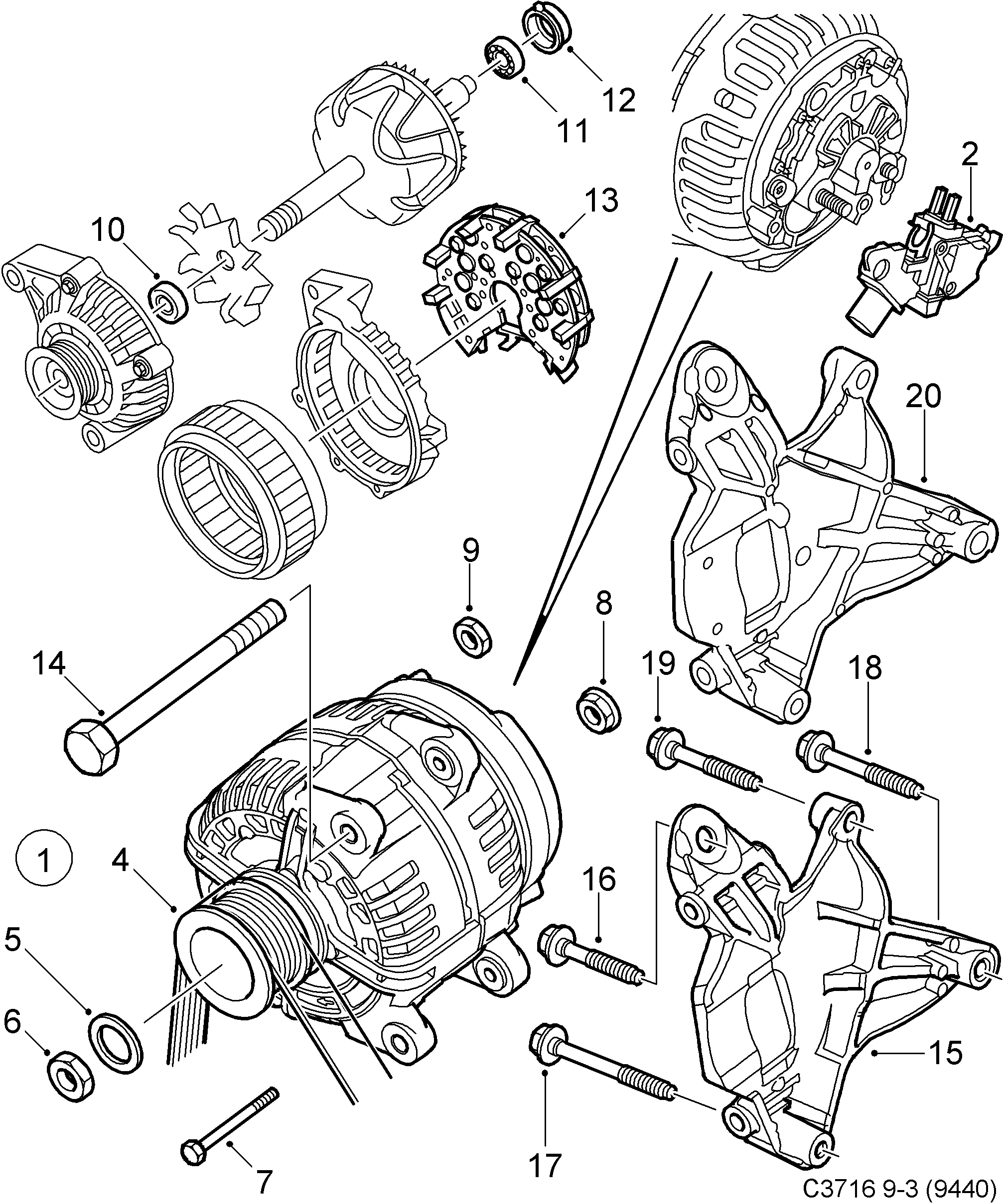 Saab 9-3 (9440) Generator diagram