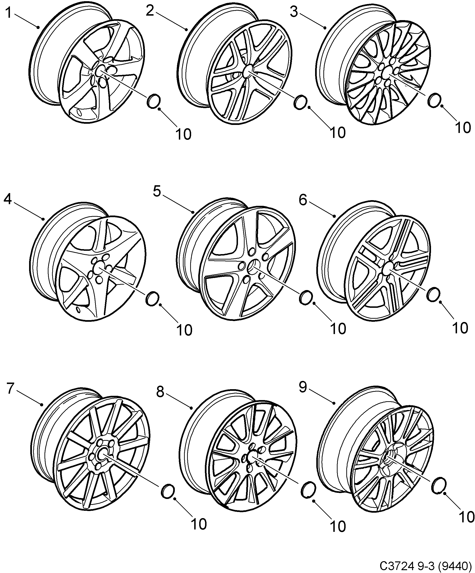Saab 9-3 (9440) Wheel 17" diagram