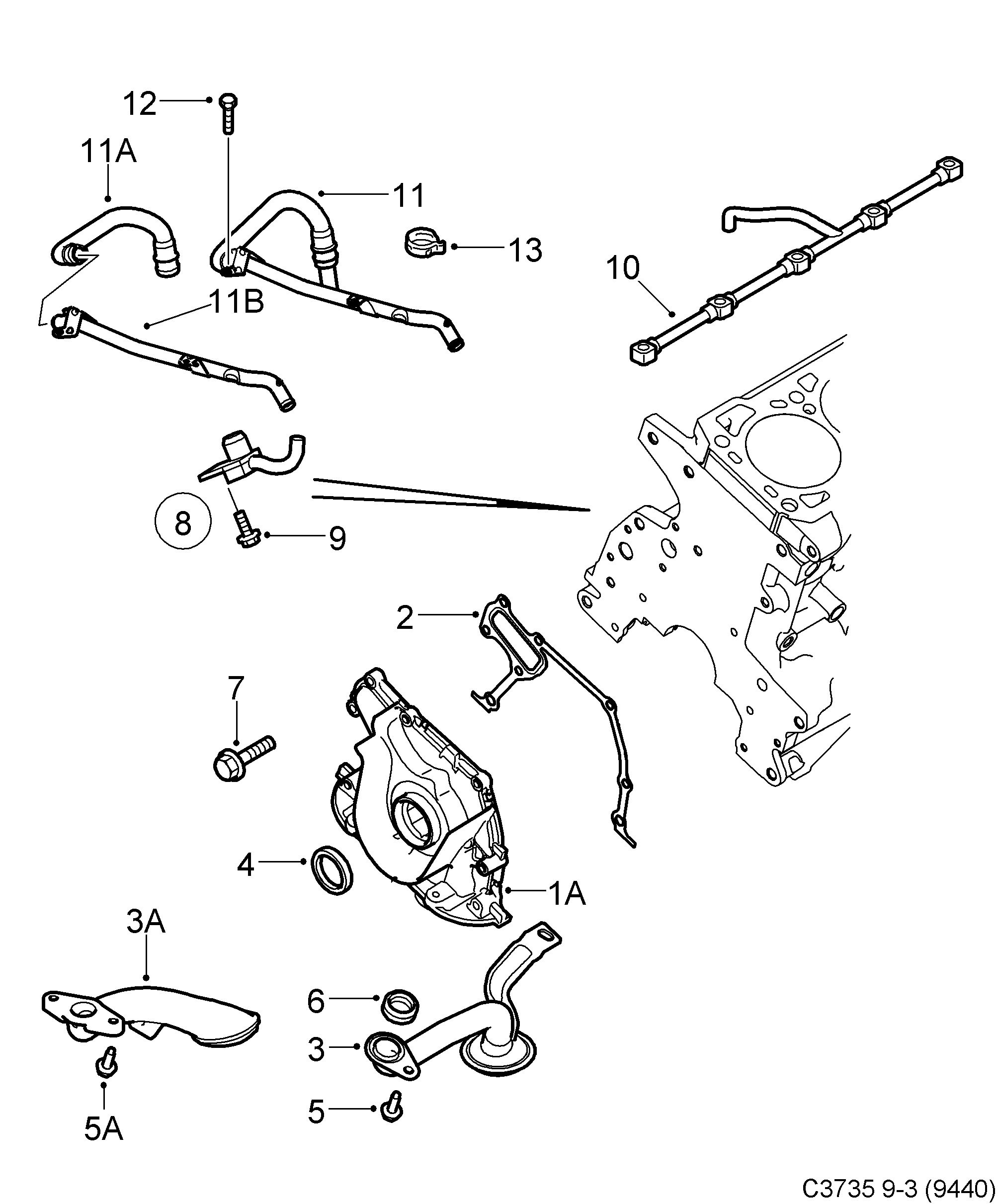 Saab 9-3 (9440) Oil pump diagram