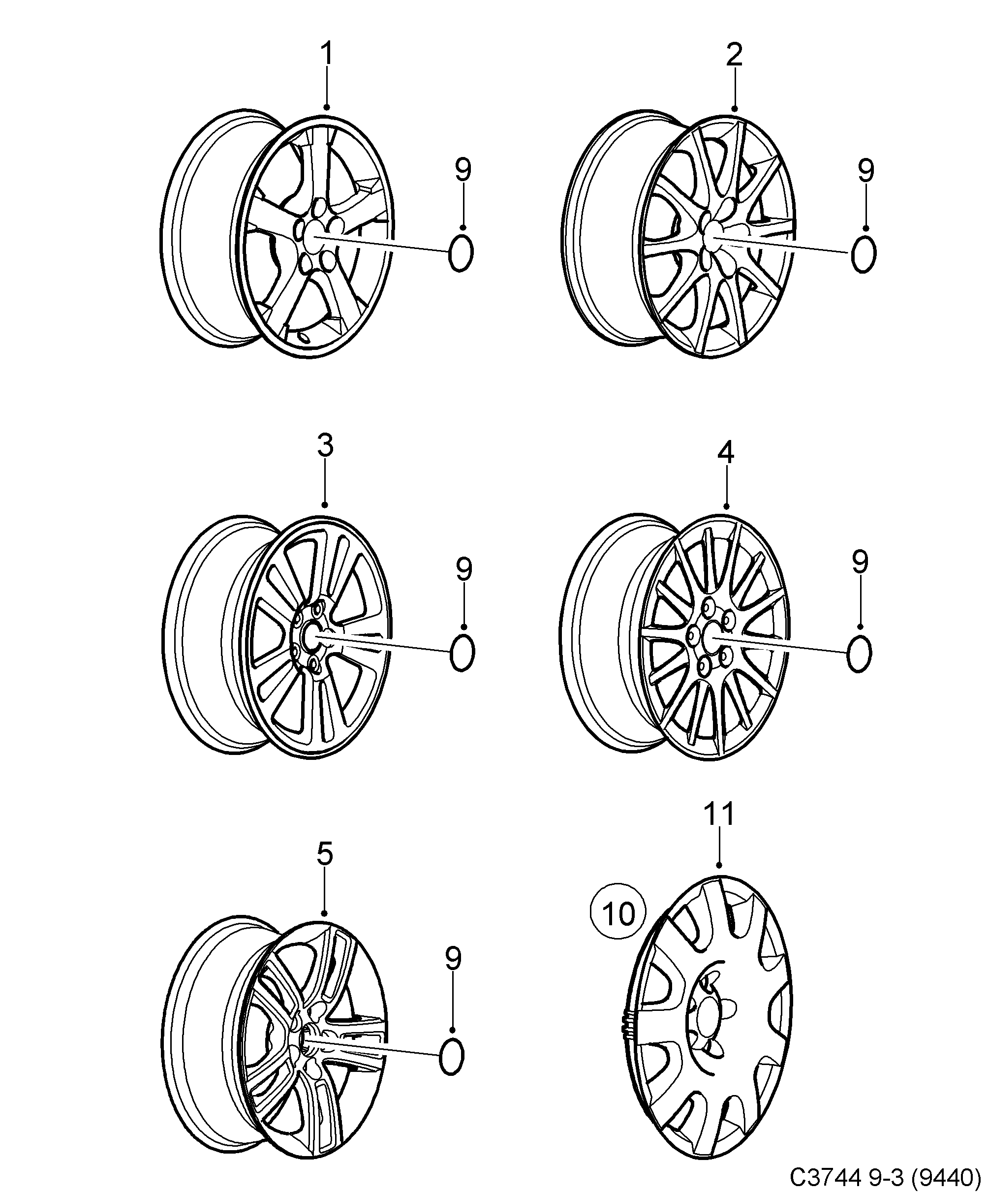 Saab 9-3 (9440) Wheel 16" diagram