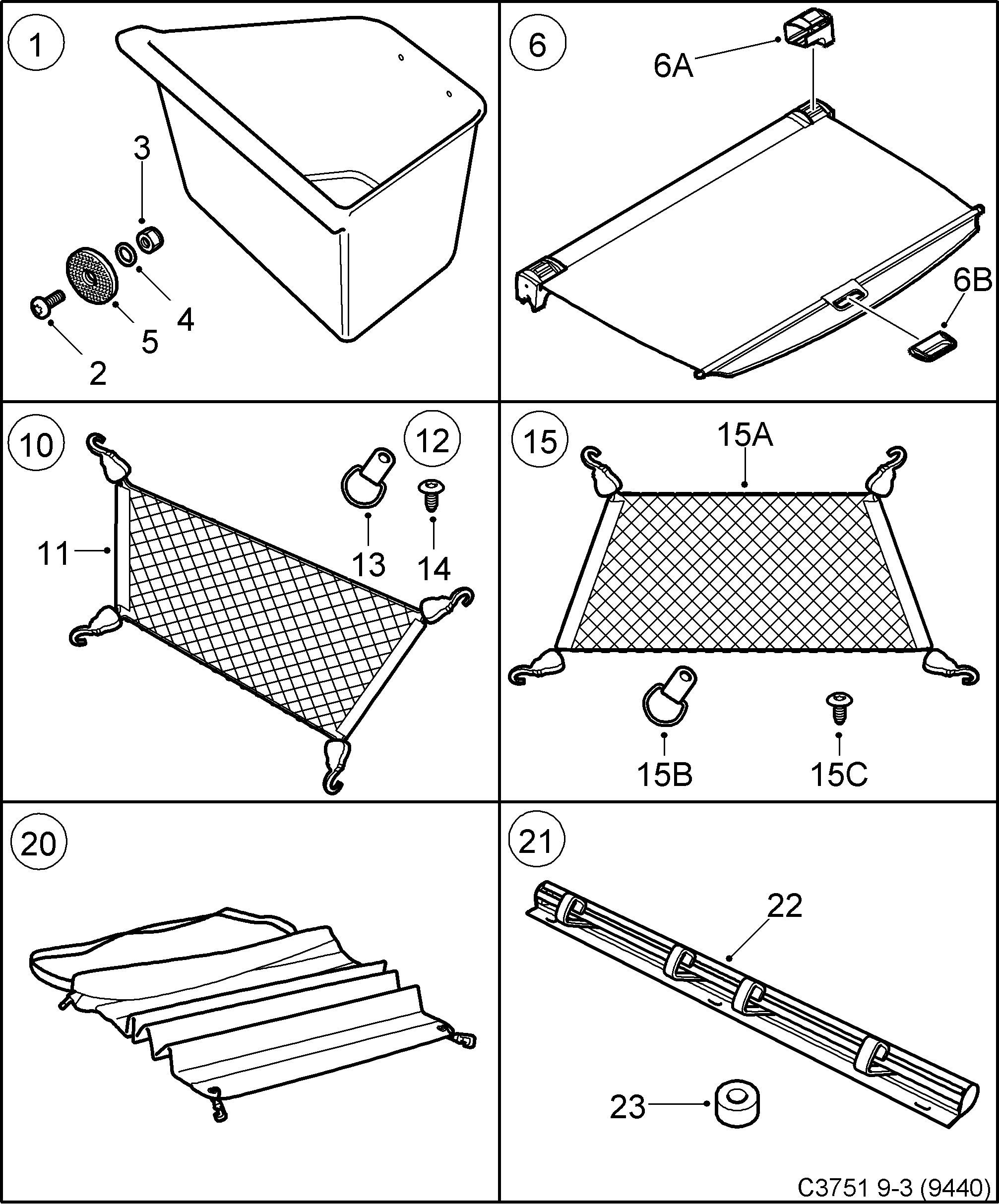 Saab 9-3 (9440) Luggage compartment Part 1 diagram