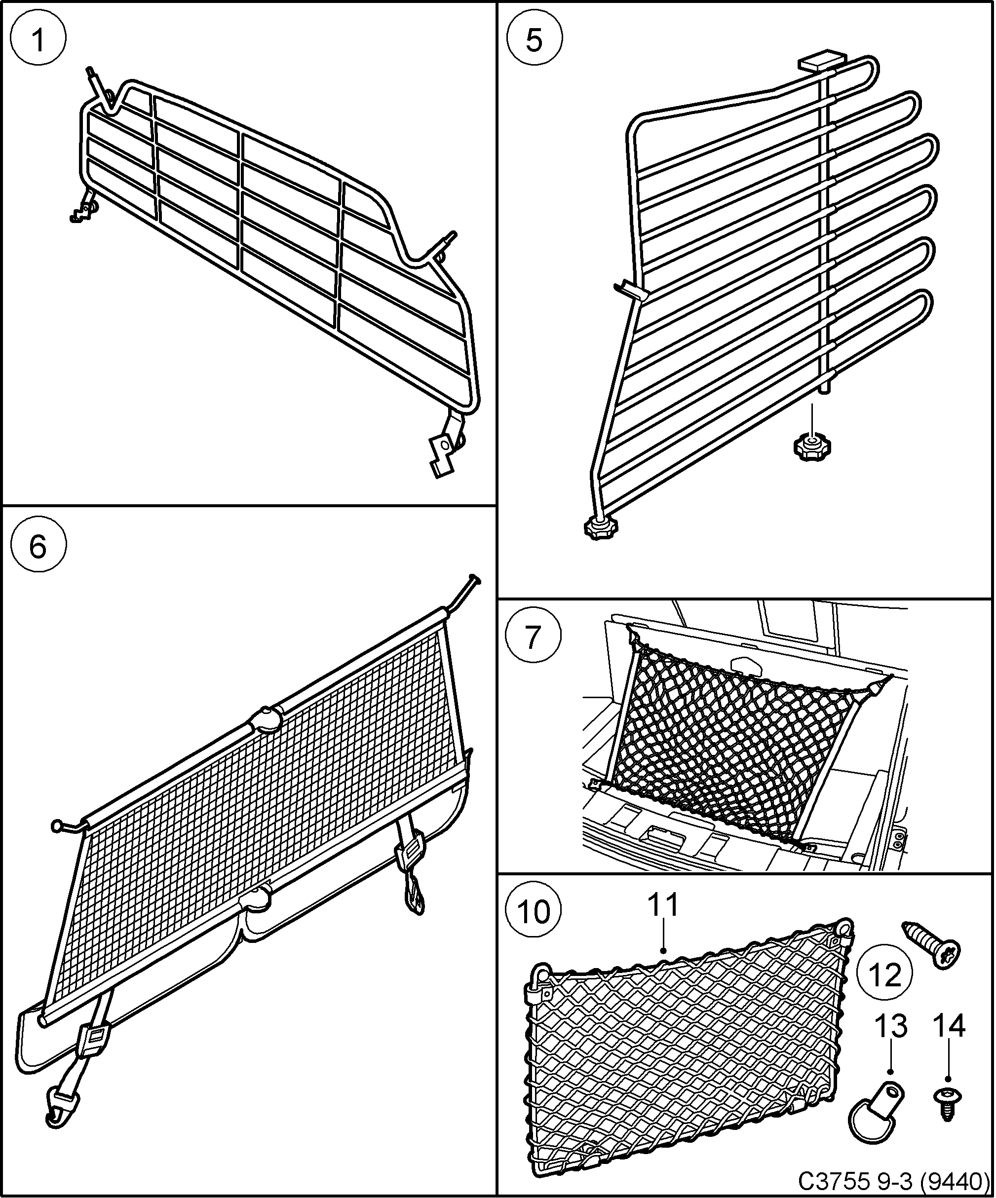Saab 9-3 (9440) Luggage compartment Part 2 diagram