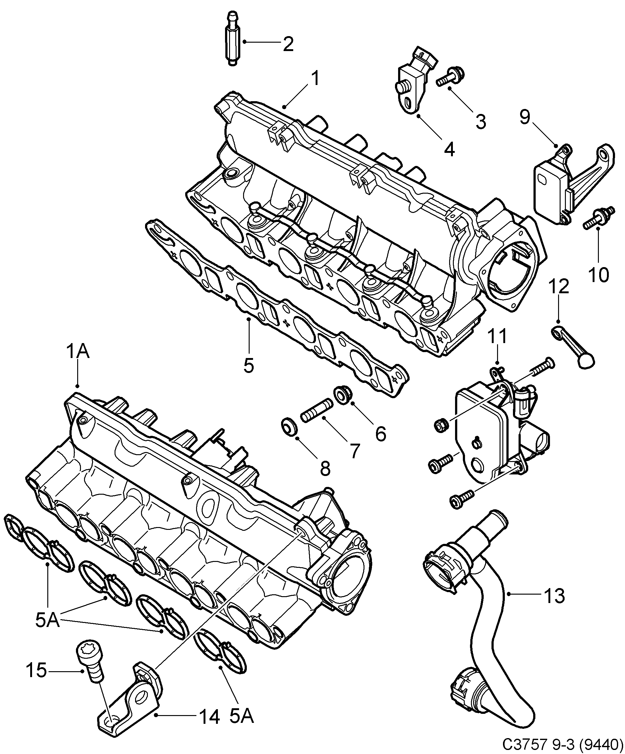 Saab 9-3 (9440) Inlet pipe diagram
