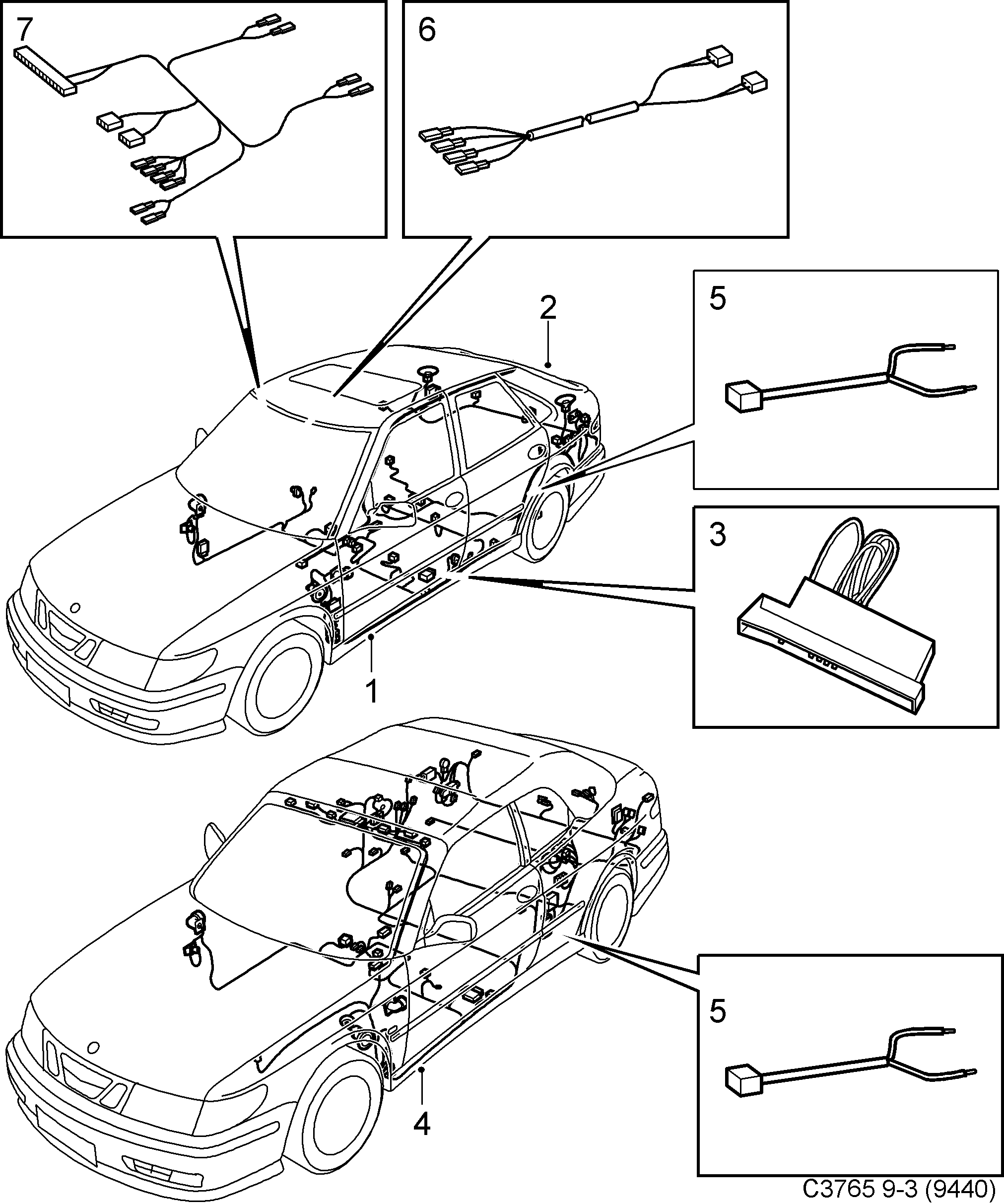 Saab 9-3 (9400) Rear diagram