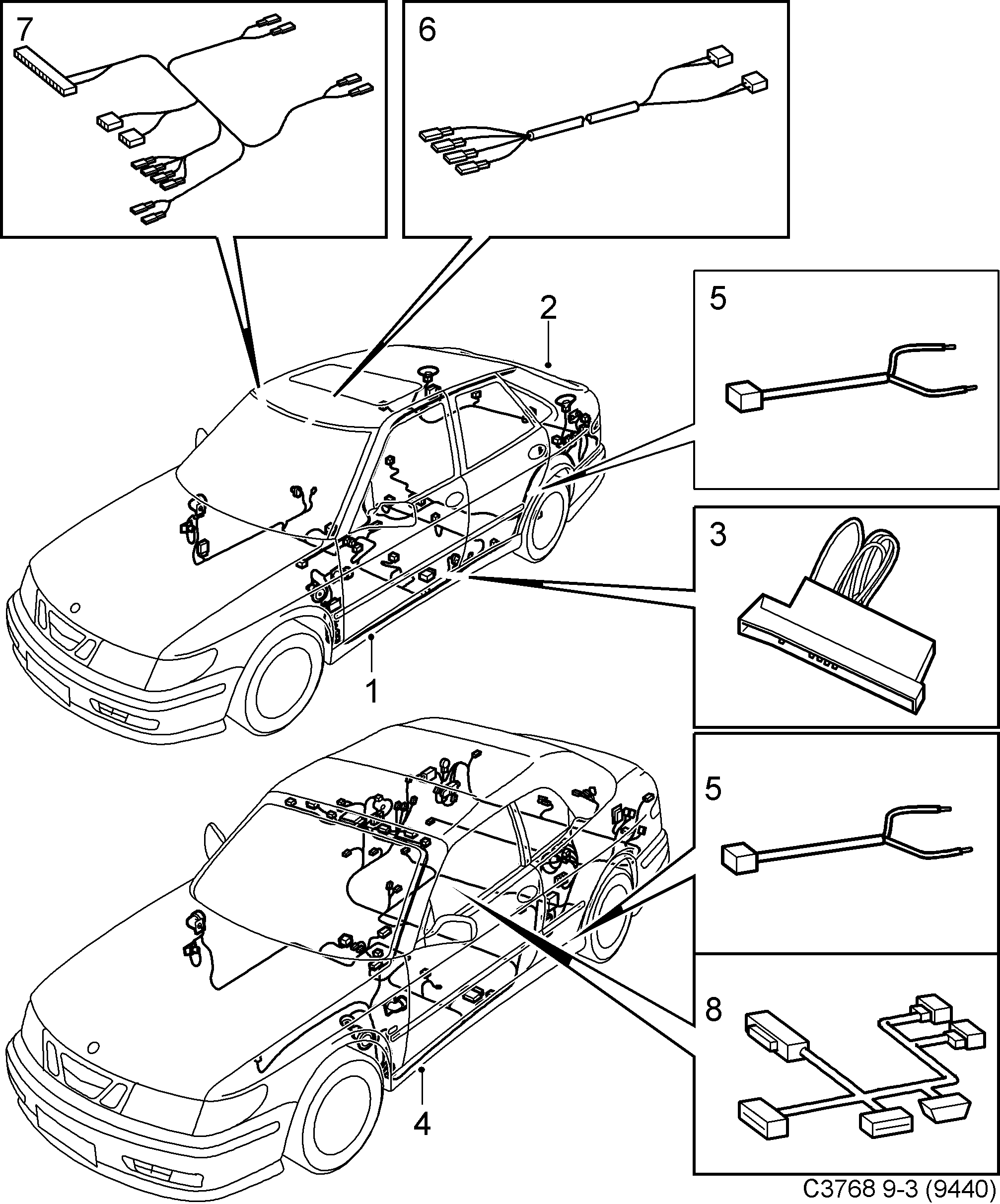 Saab 9-3 (9400) Rear diagram
