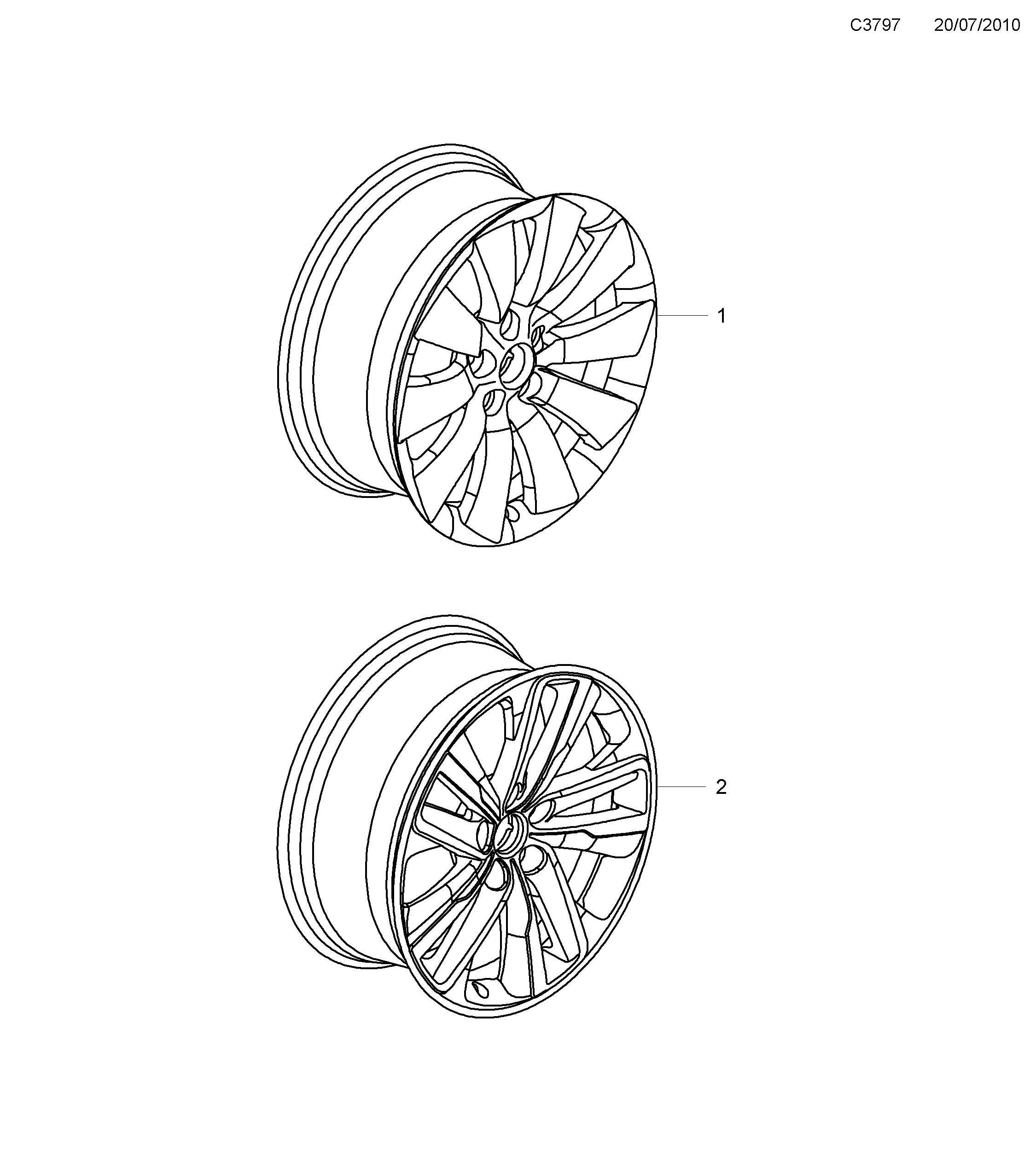 Saab 9-5 (650) Wheel and Wheel Covers 19" diagram