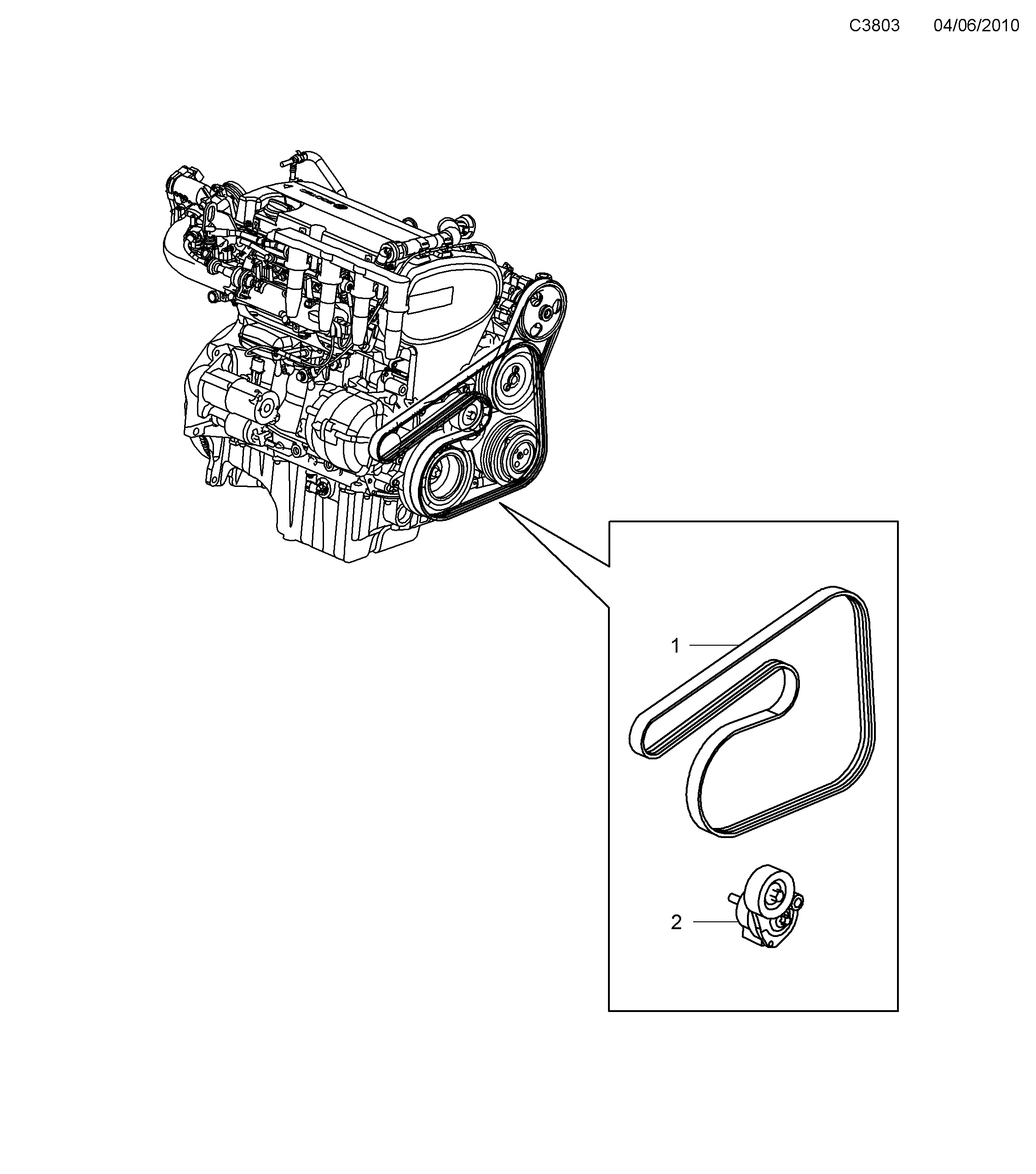 Saab 9-5 (650) Belt tensioner diagram