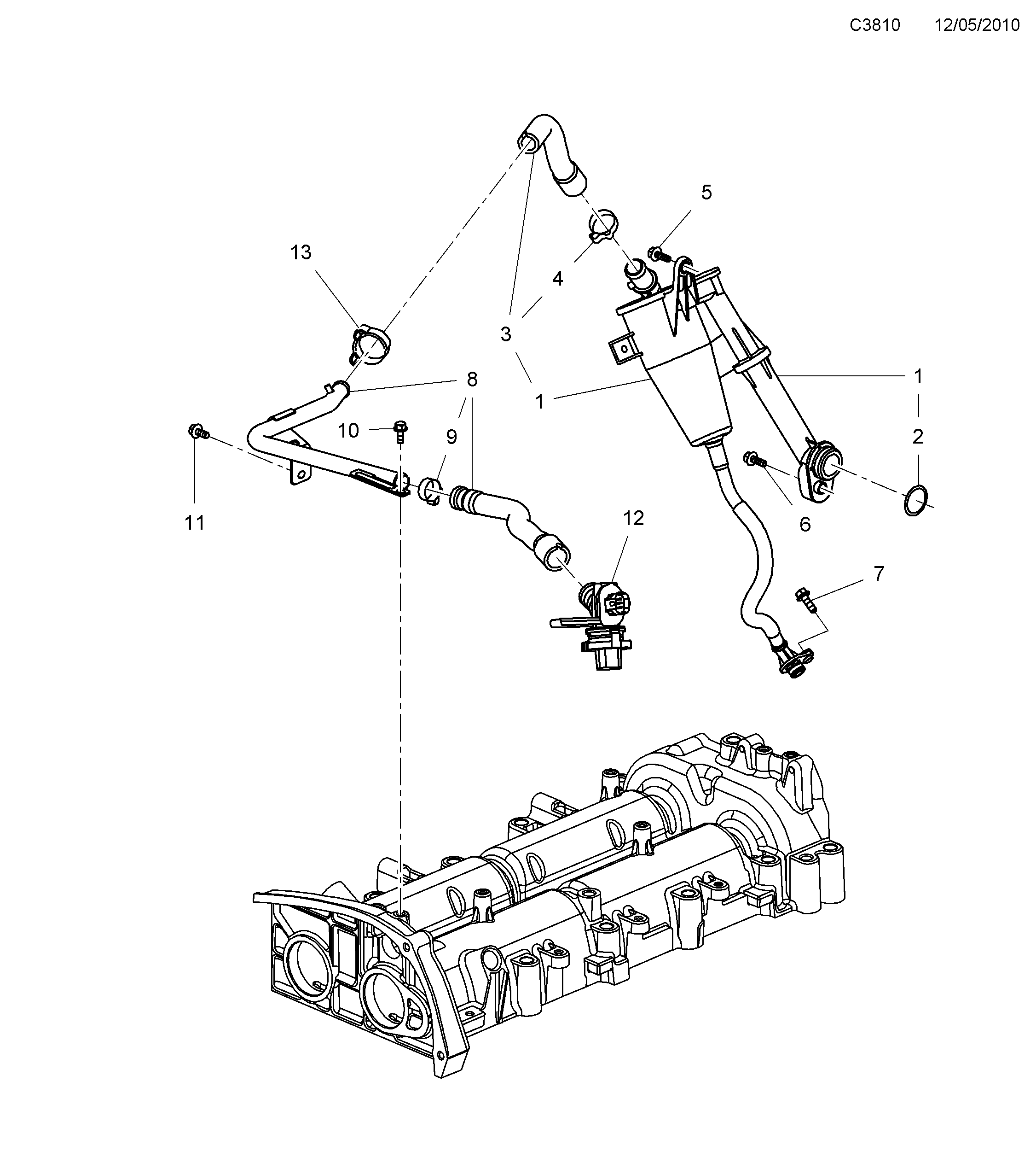 Saab 9-5 (650) Crank case ventilation diagram