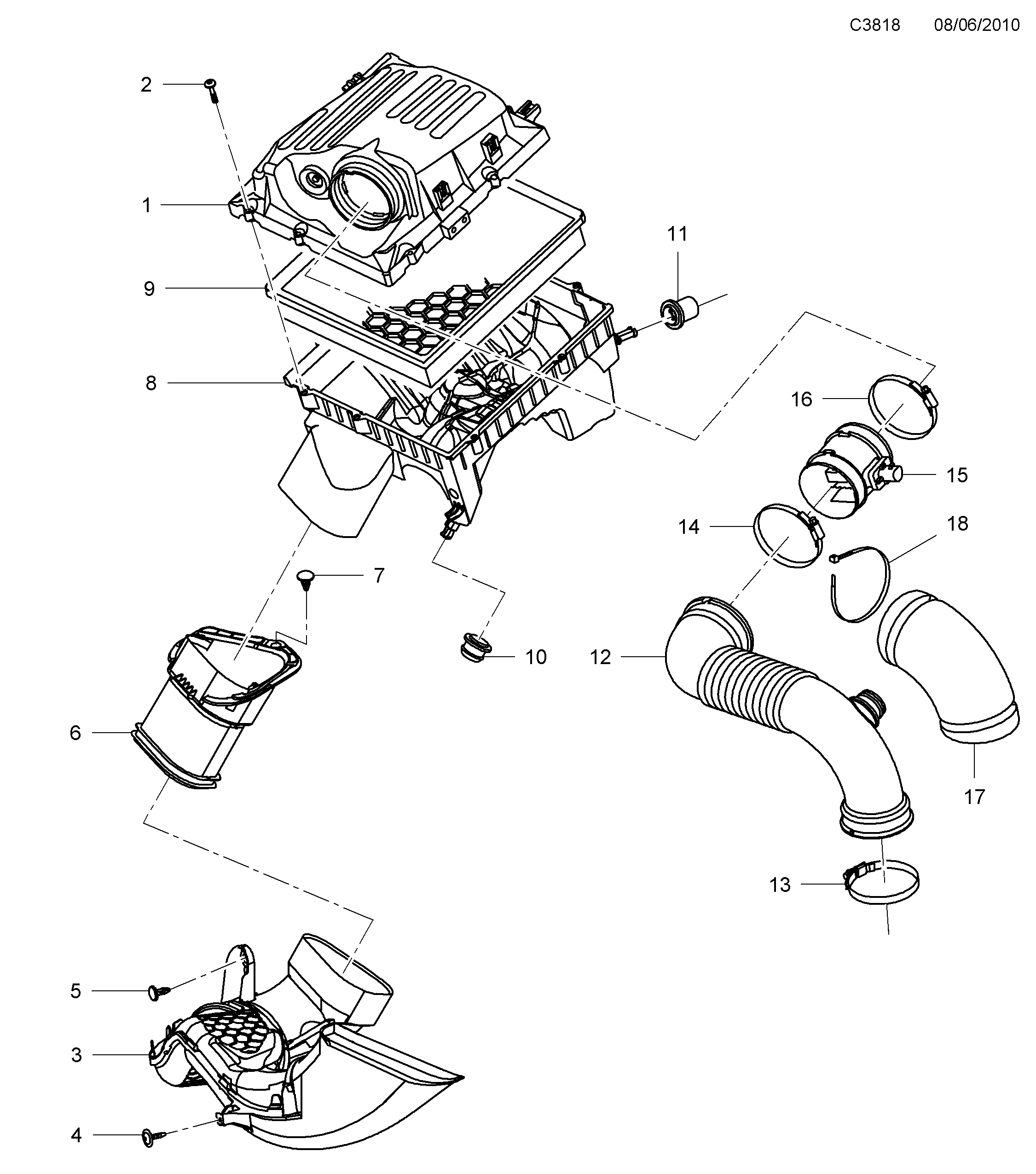 Saab 9-5 (650) Air cleaner diagram