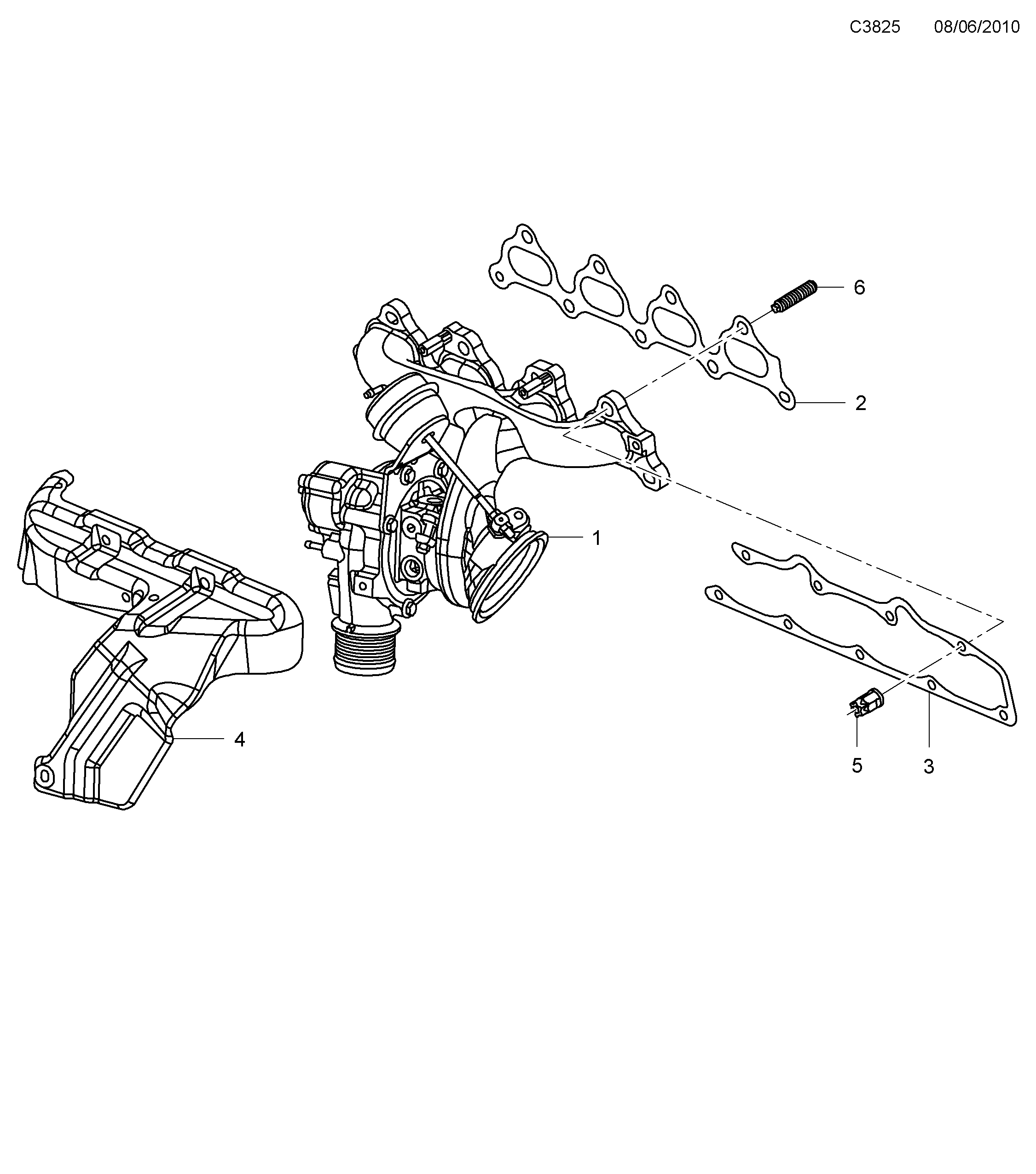 Saab 9-5 (650) Exhaust manifold diagram