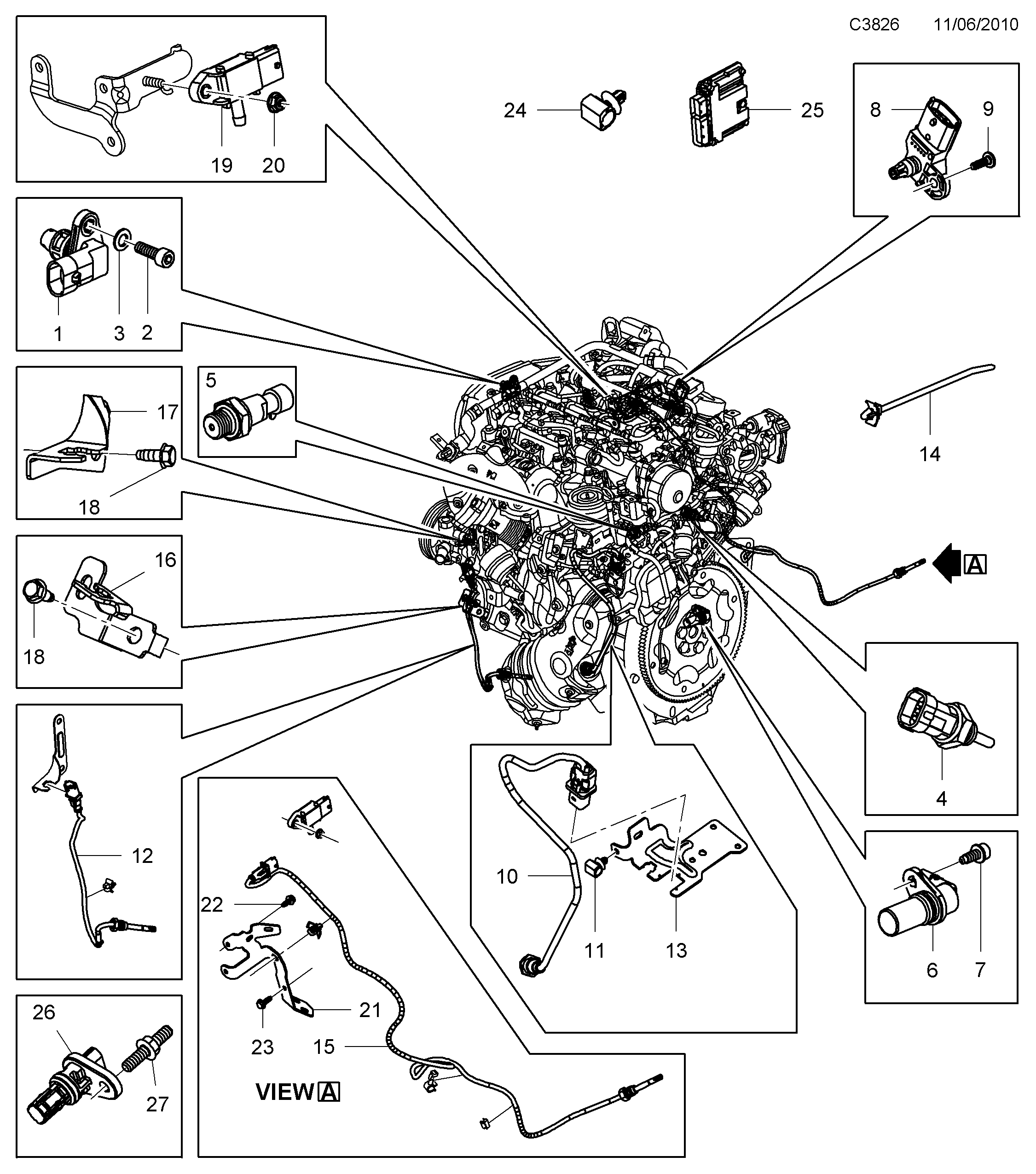 Saab 9-5 (650) Sensor Sensor diagram