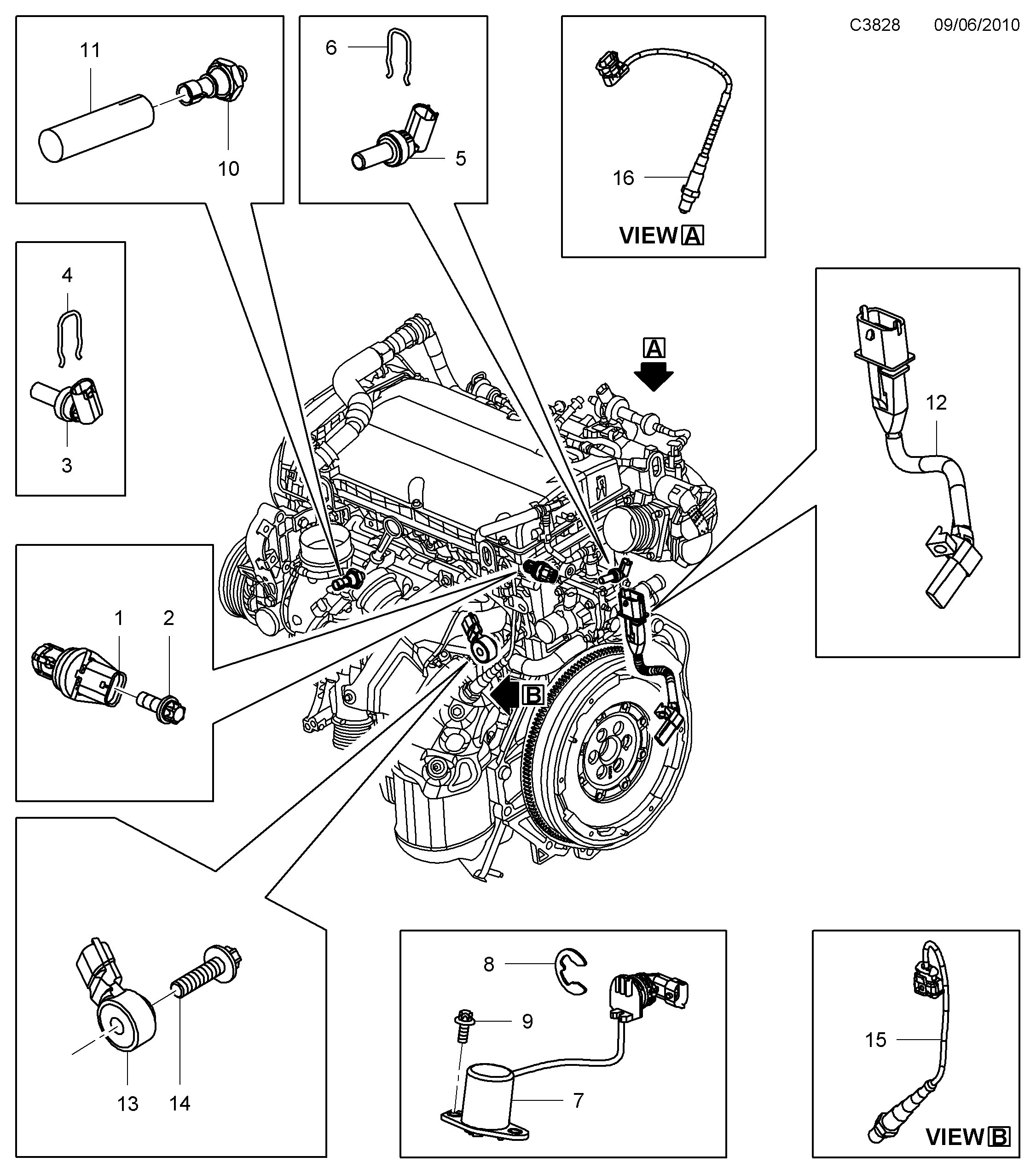 Saab 9-5 (650) Sensor Sensor diagram