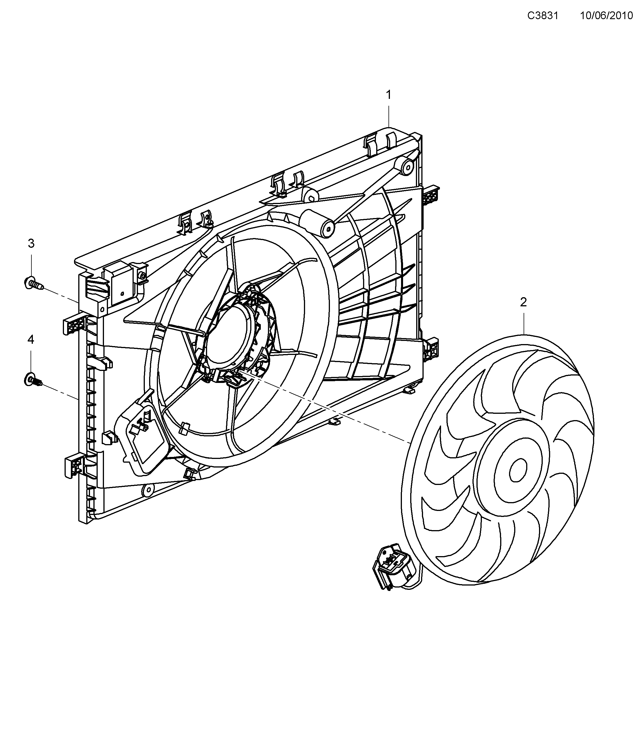 Saab 9-5 (650) Fan motor diagram