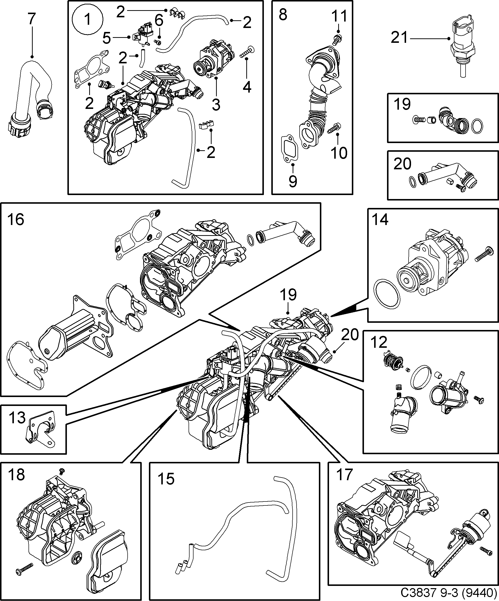Saab 9-3 (9440) Exhaust gas recirculation diagram