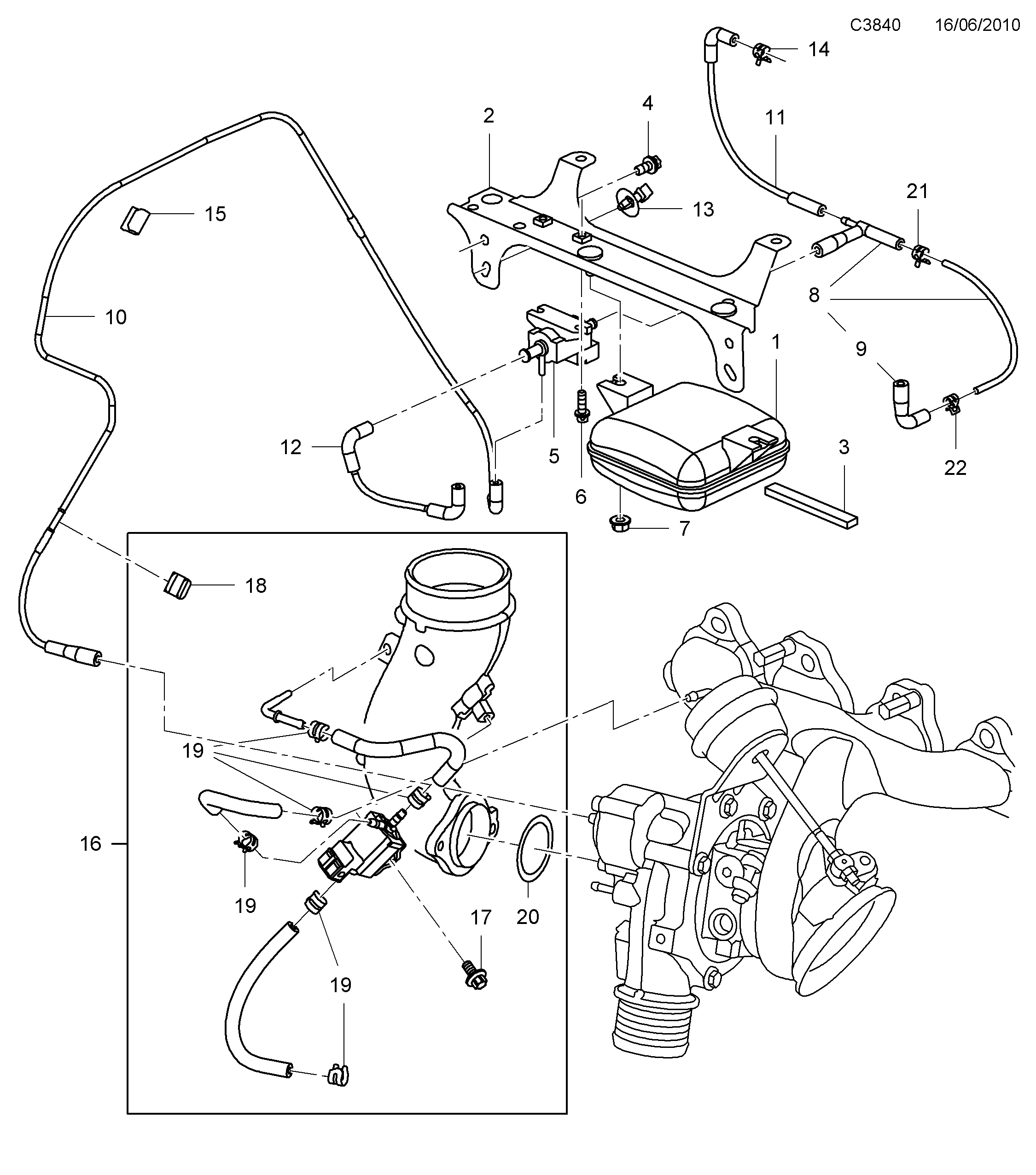 Saab 9-5 (650) Vacuum system diagram