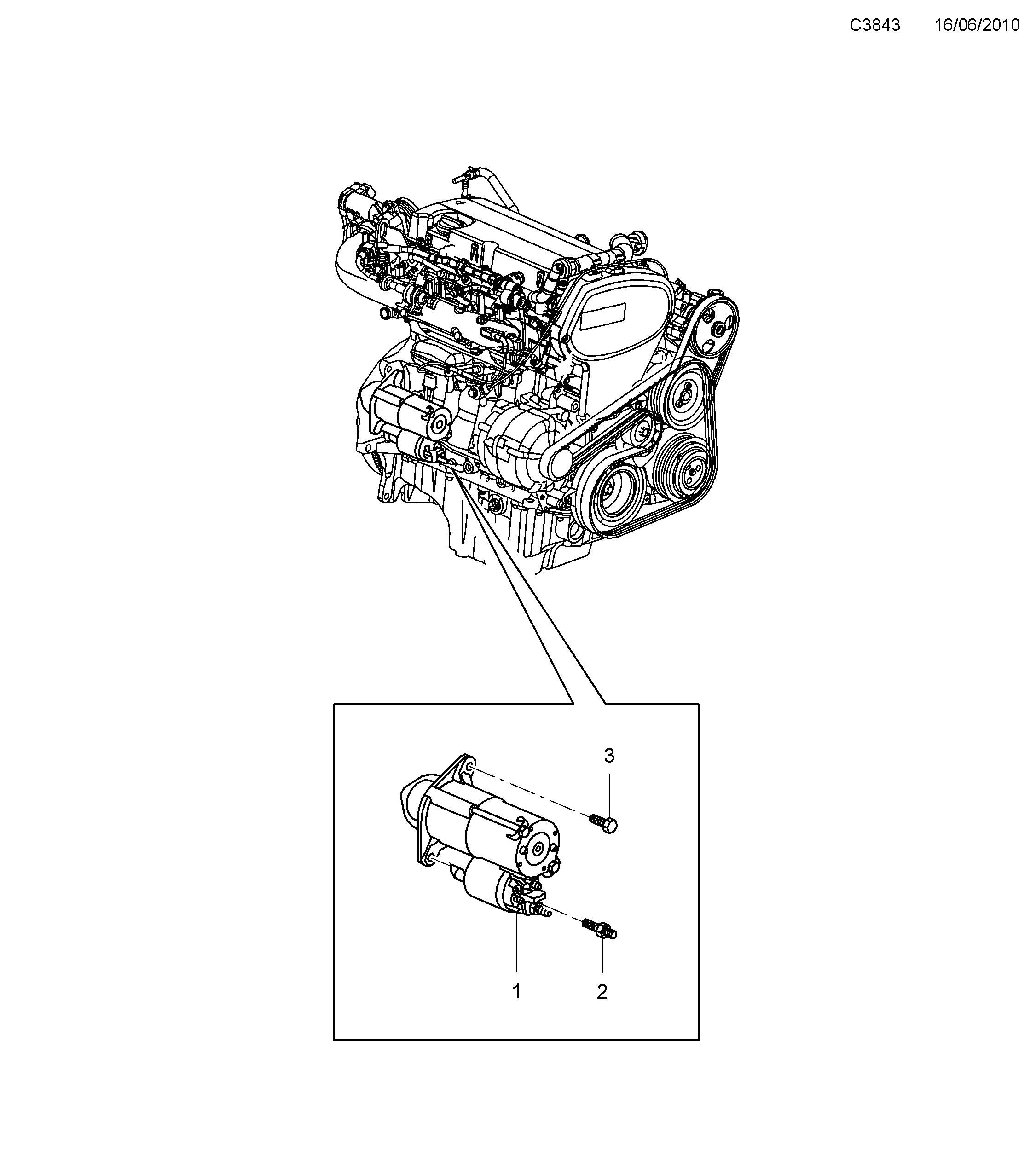 Saab 9-5 (650) Starter motor diagram