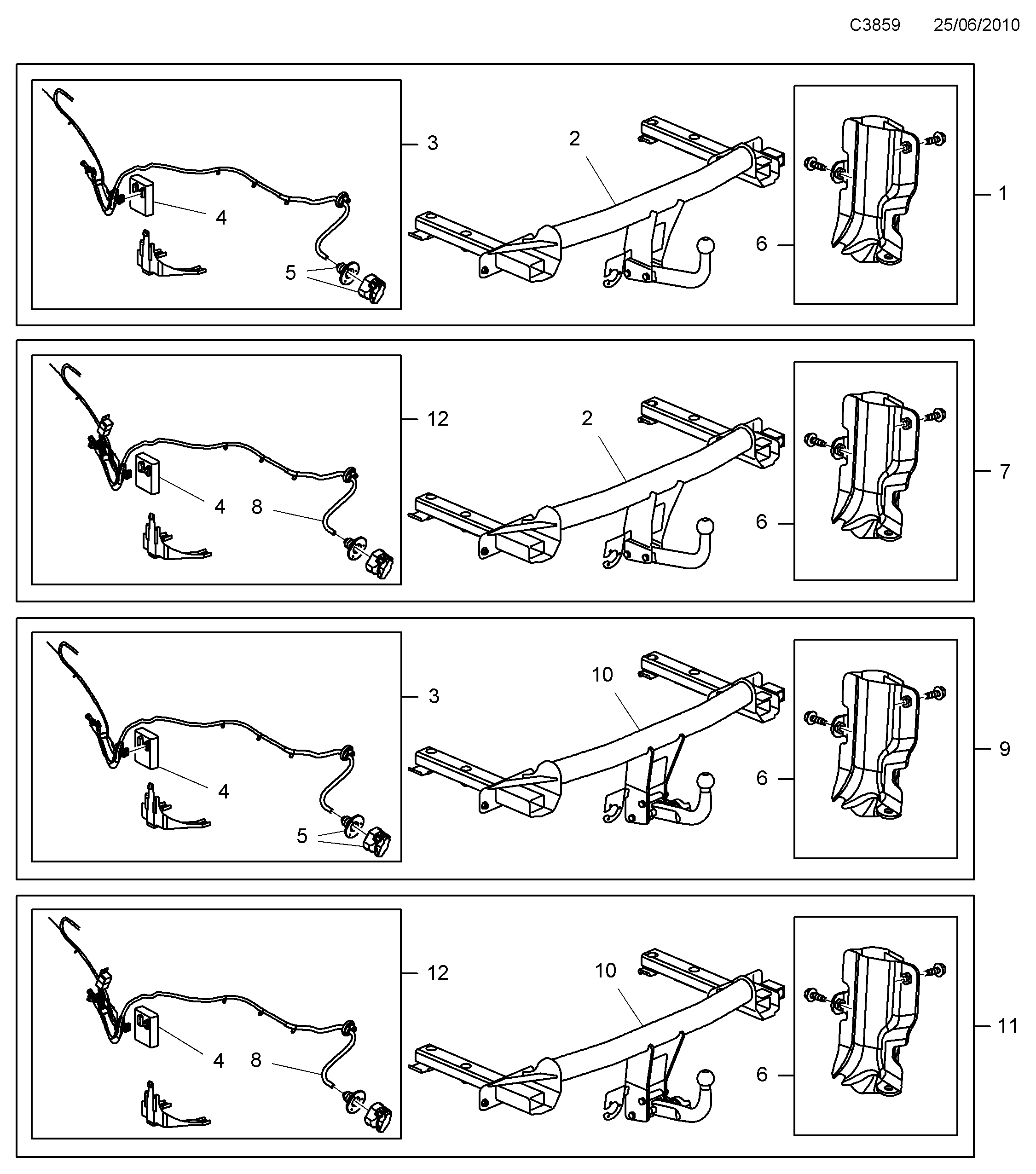 Saab 9-5 (650) Towing hitch diagram