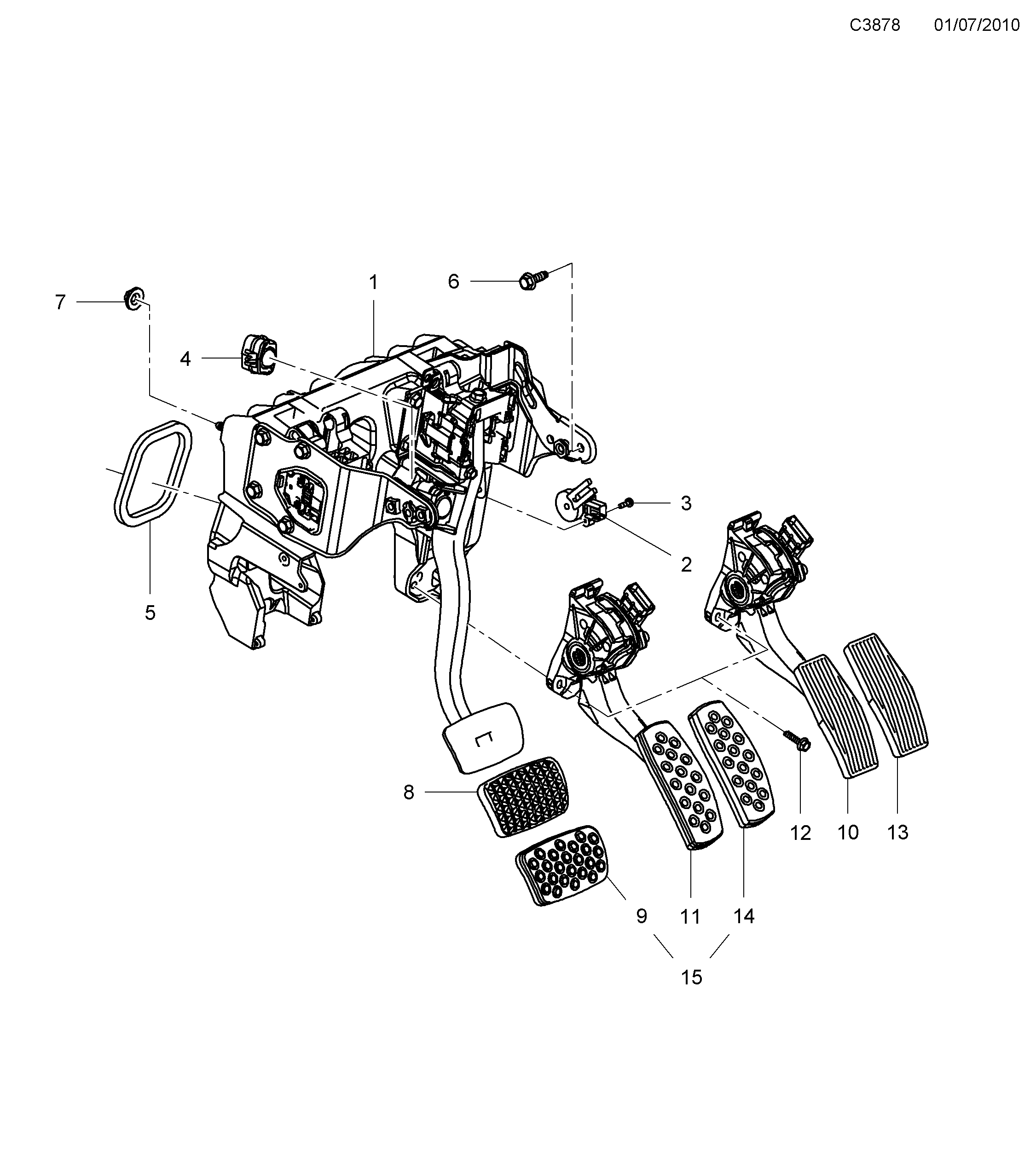 Saab 9-5 (650) Pedal box diagram