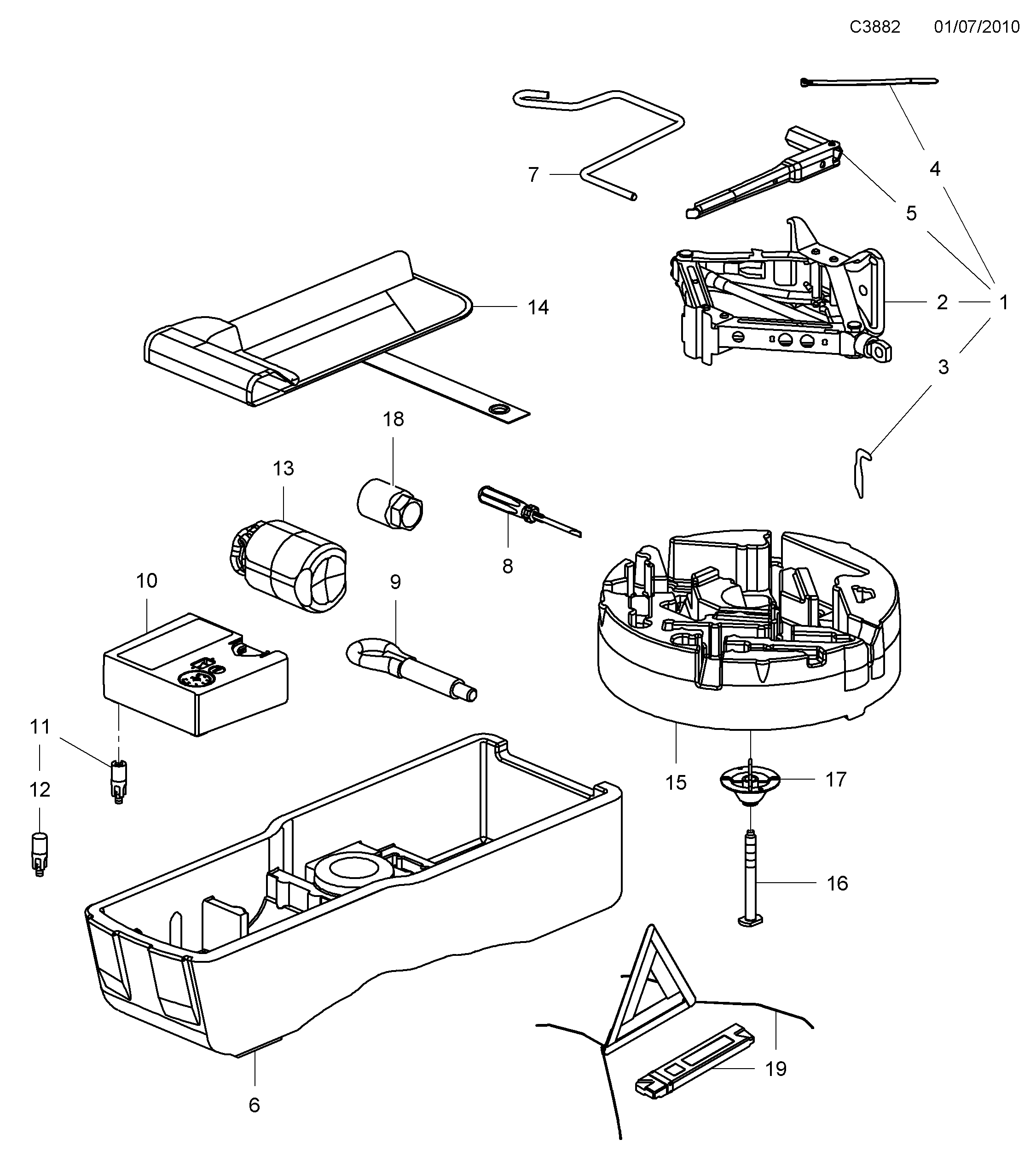 Saab 9-5 (650) Tool kit diagram