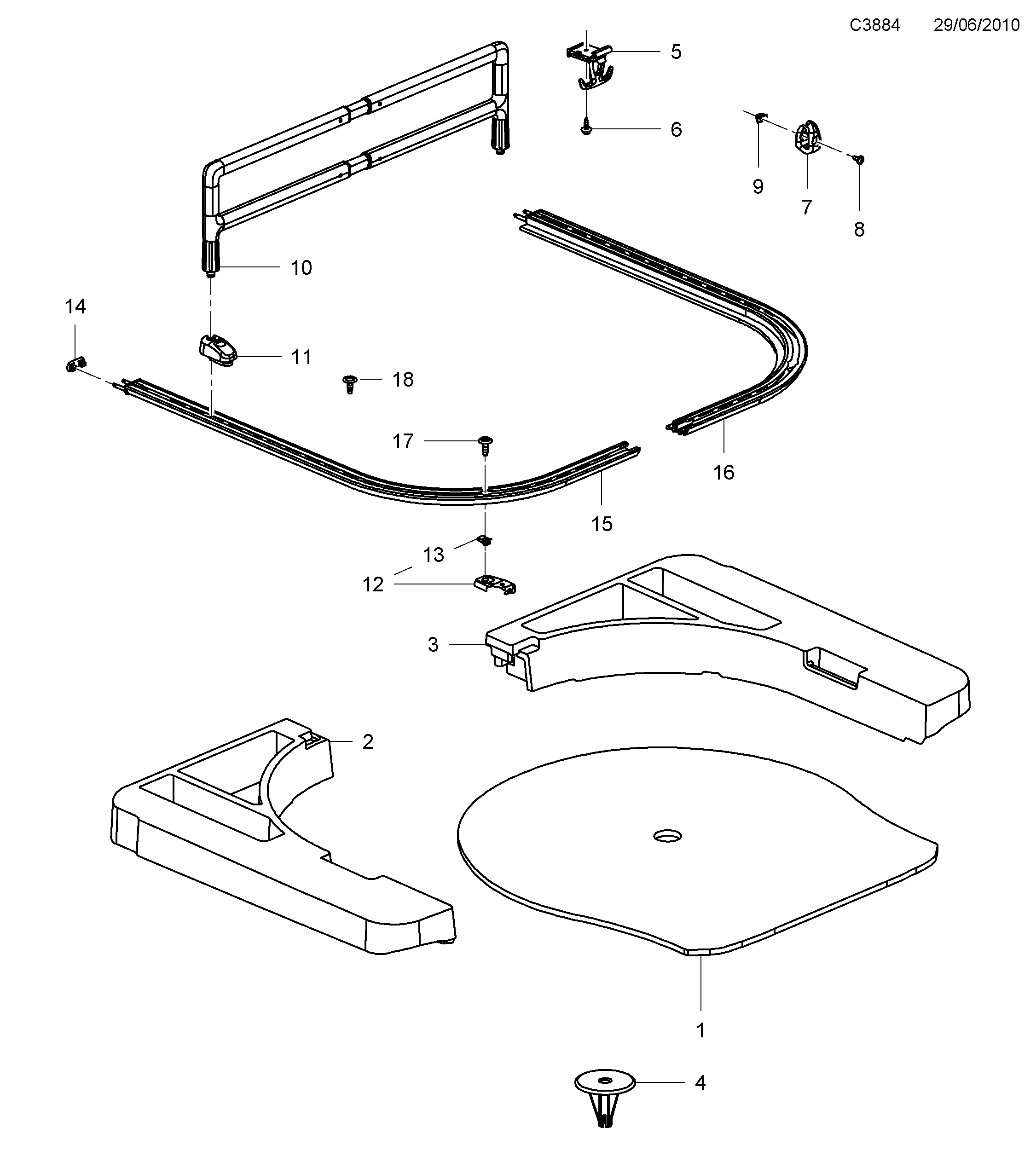 Saab 9-5 (650) Equipment luggage diagram