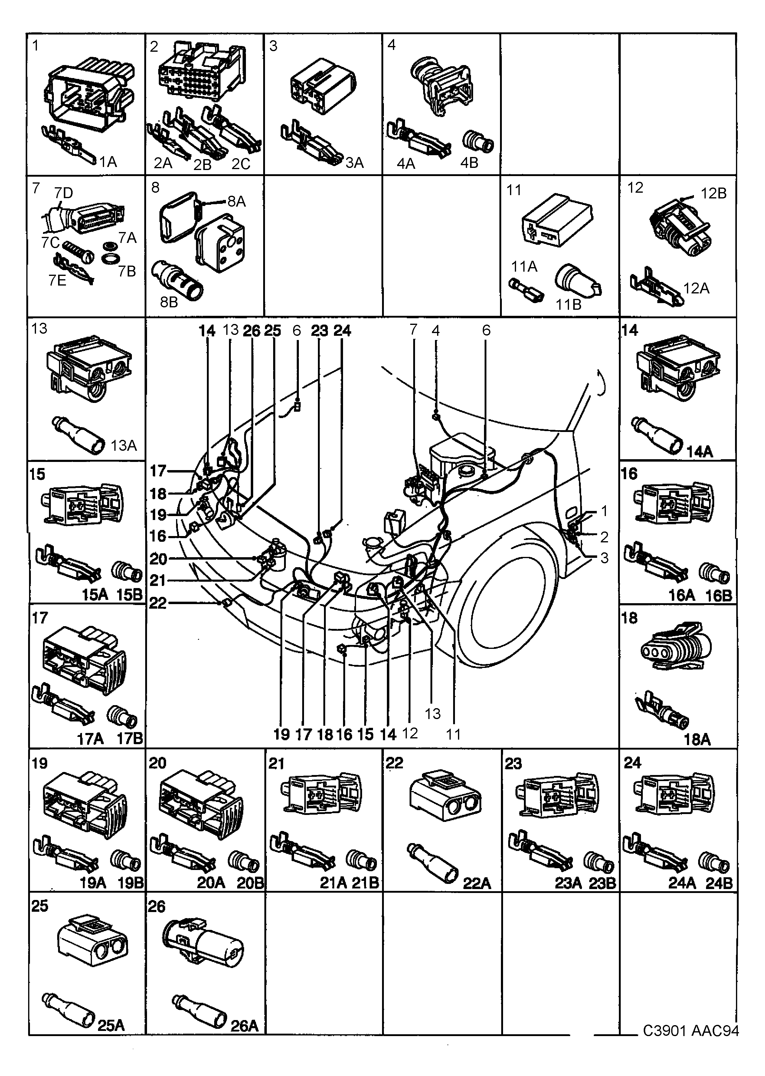 Saab 900 Front diagram