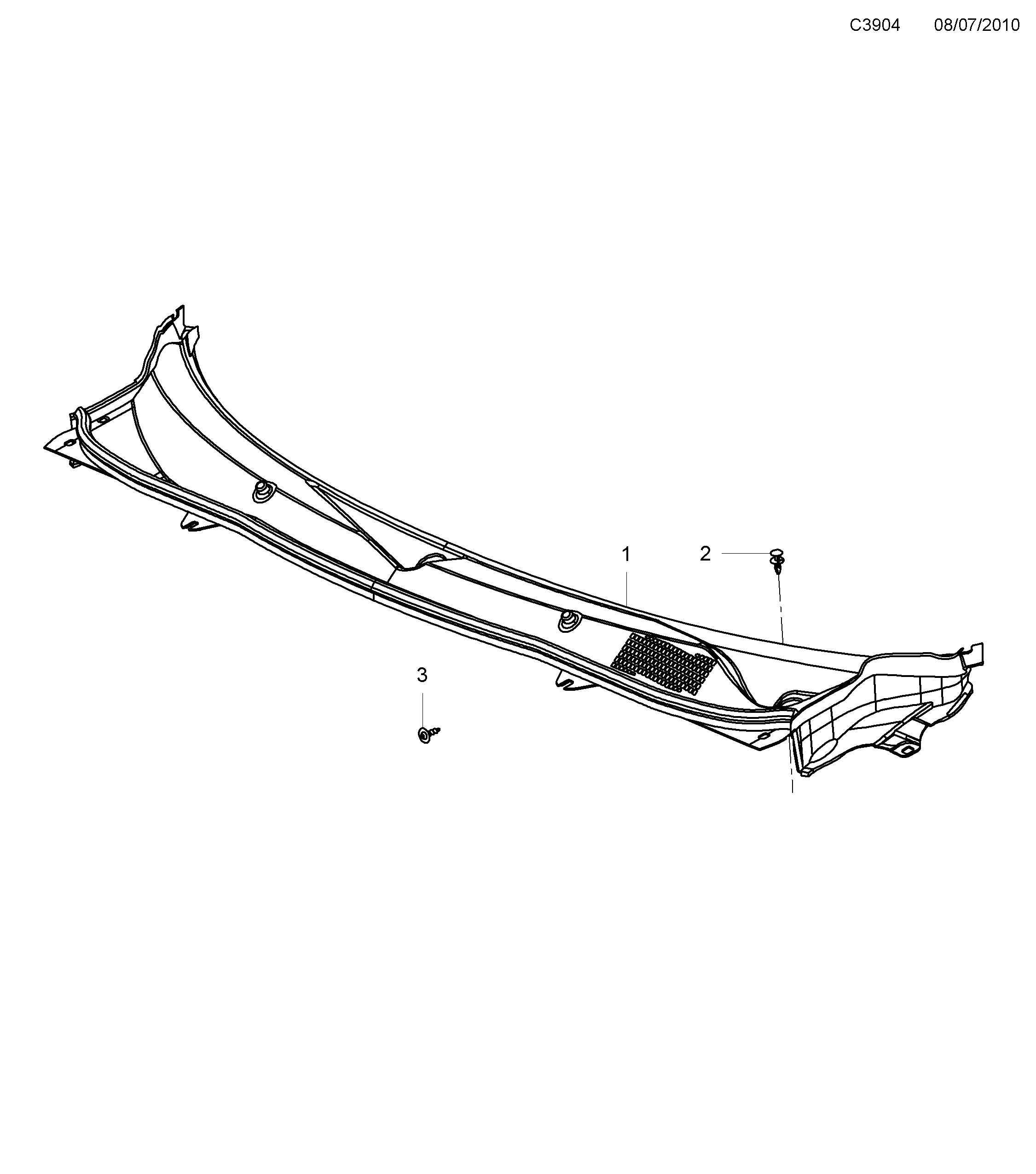 Saab 9-5 (650) Air inlet, compartment diagram