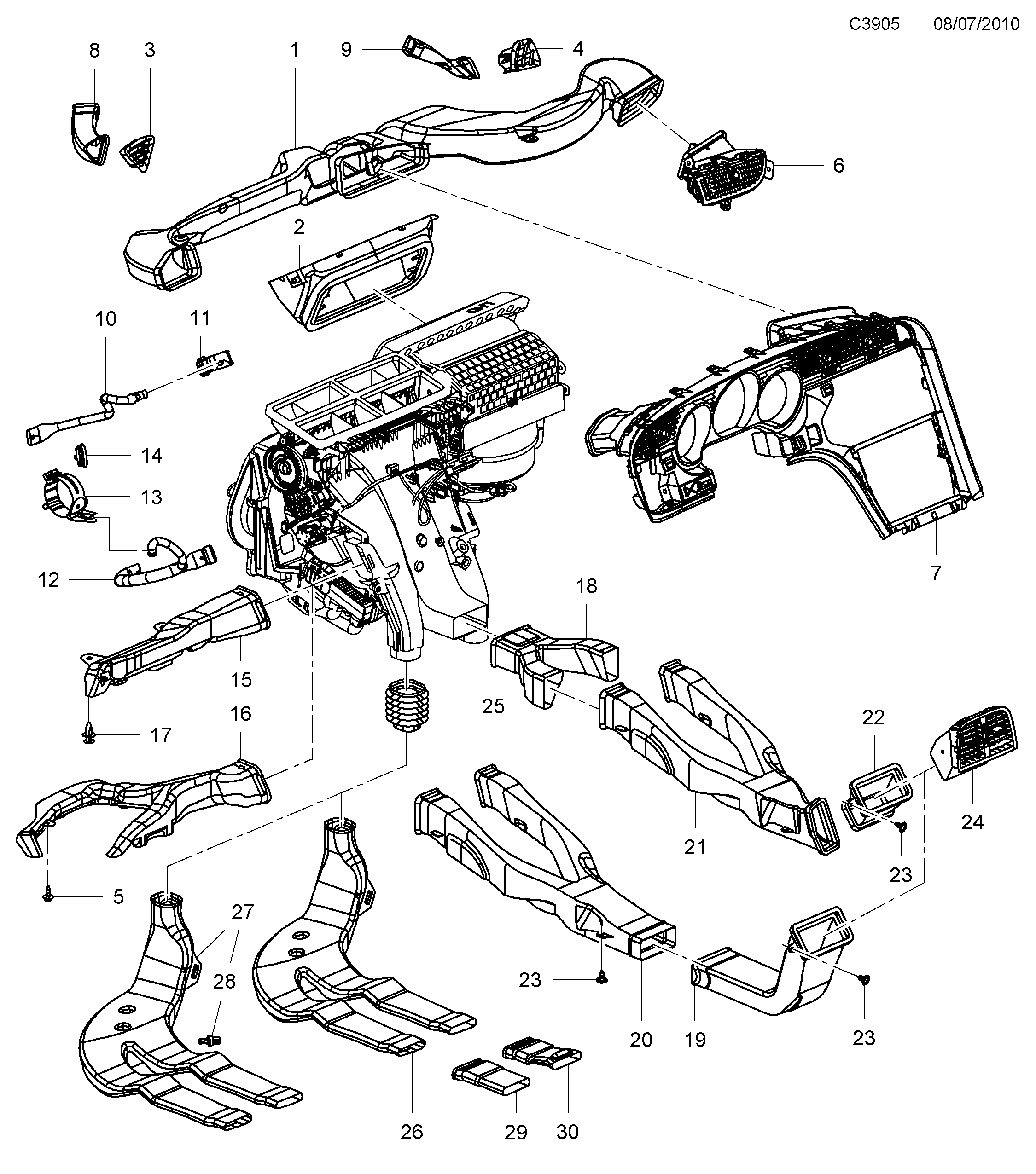 Saab 9-5 (650) Draft channels diagram