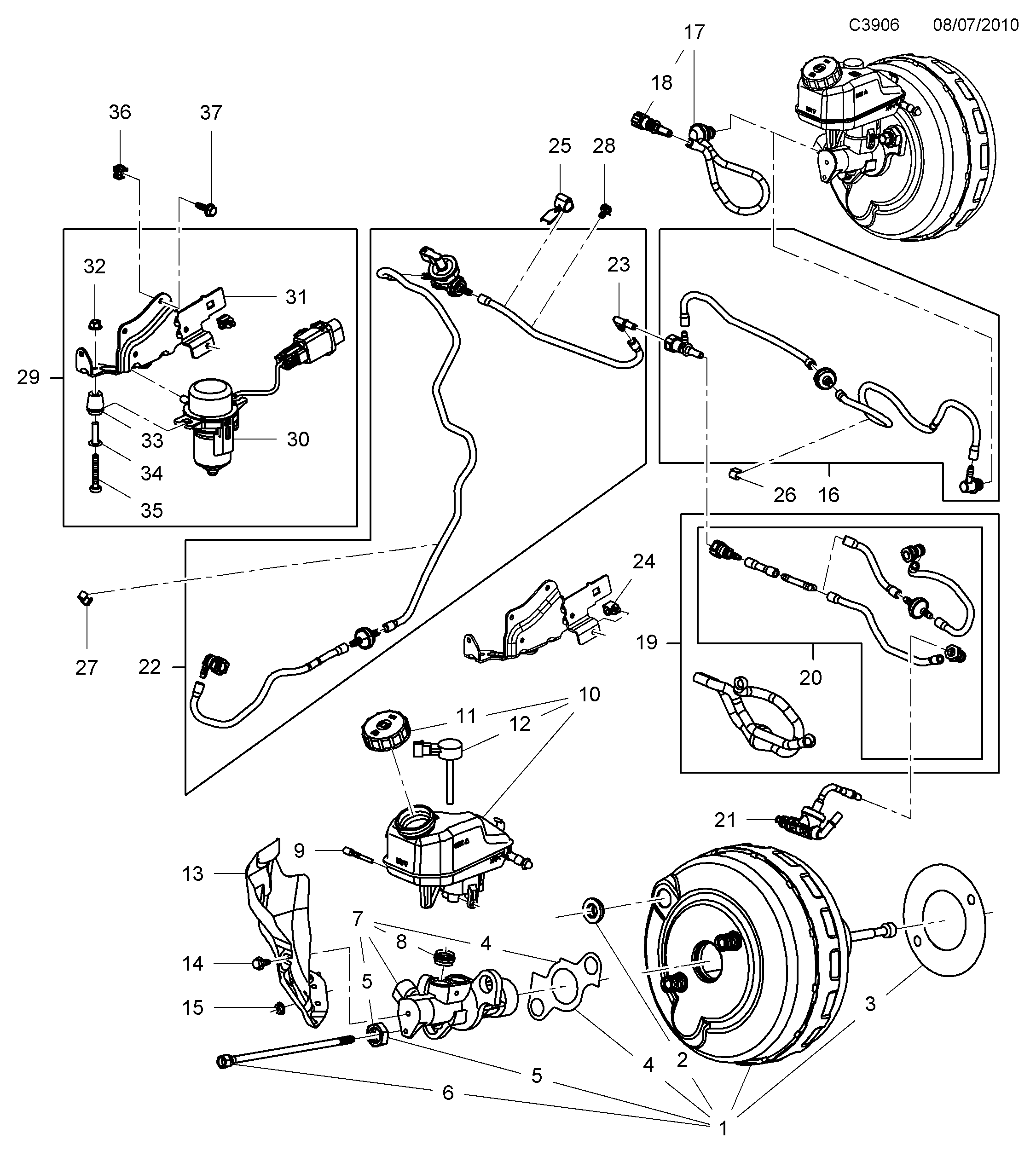 Saab 9-5 (650) Master cylinder and diagram