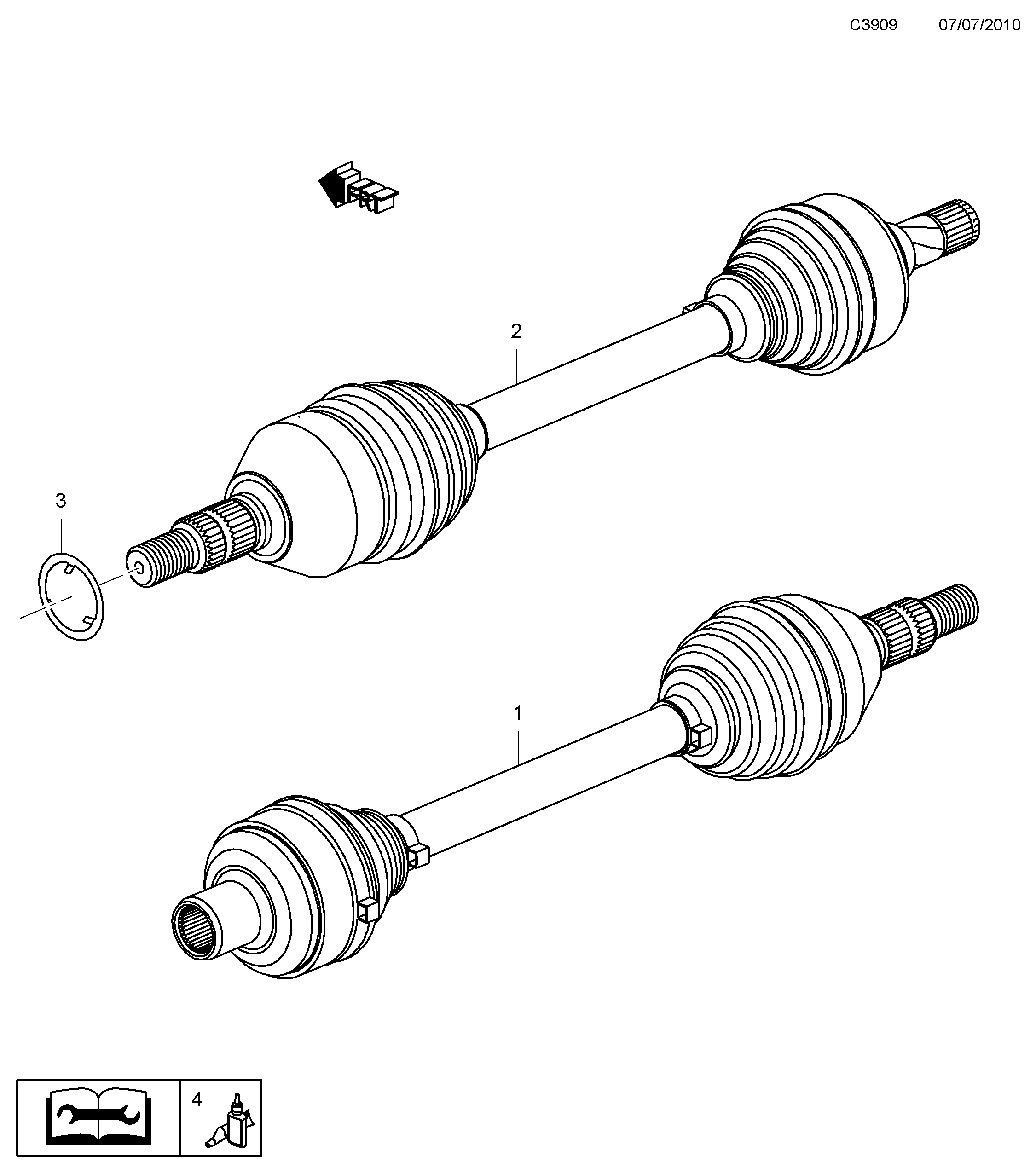Saab 9-5 (650) Outer universal joint Front diagram