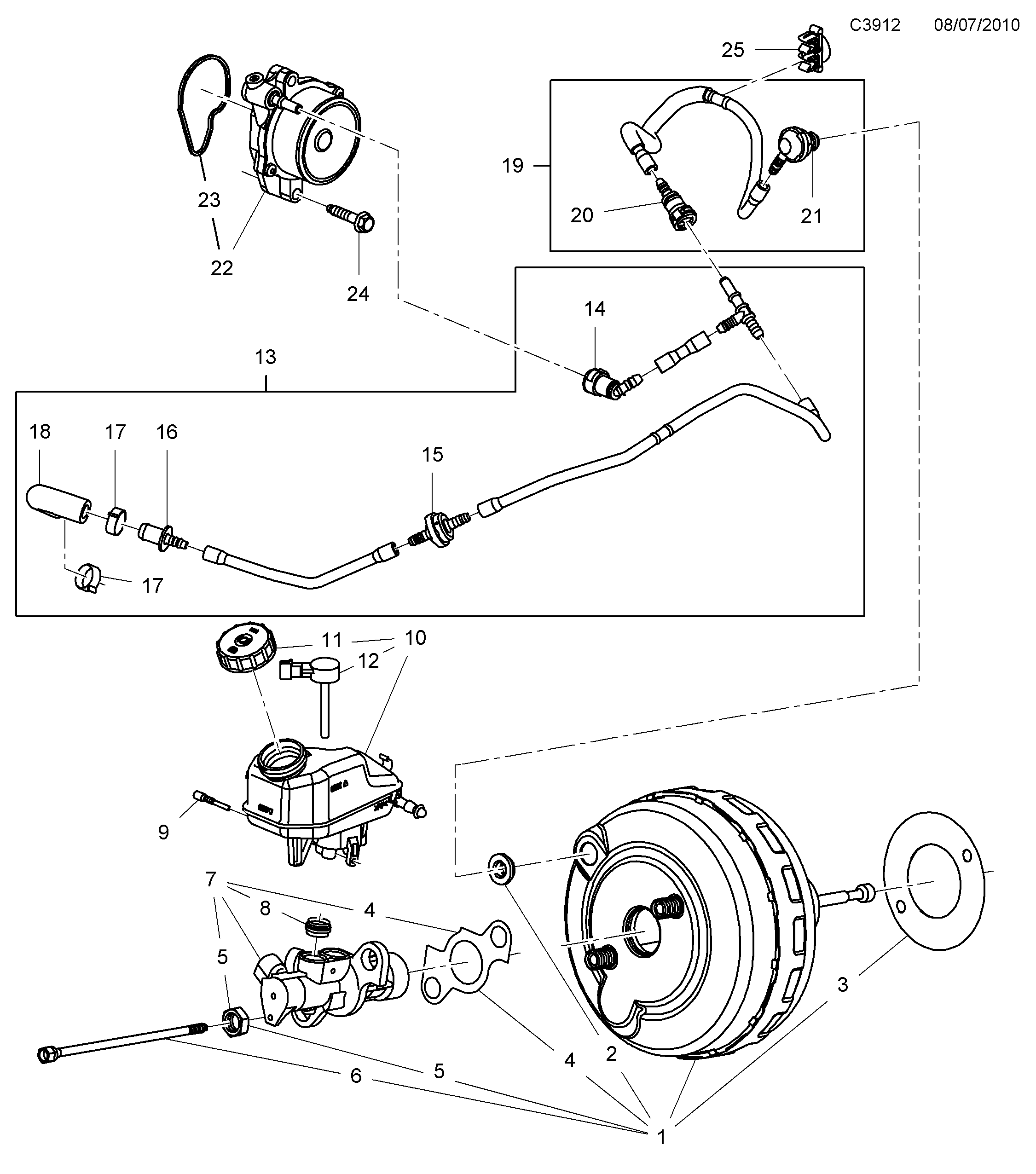 Saab 9-5 (650) Master cylinder and diagram