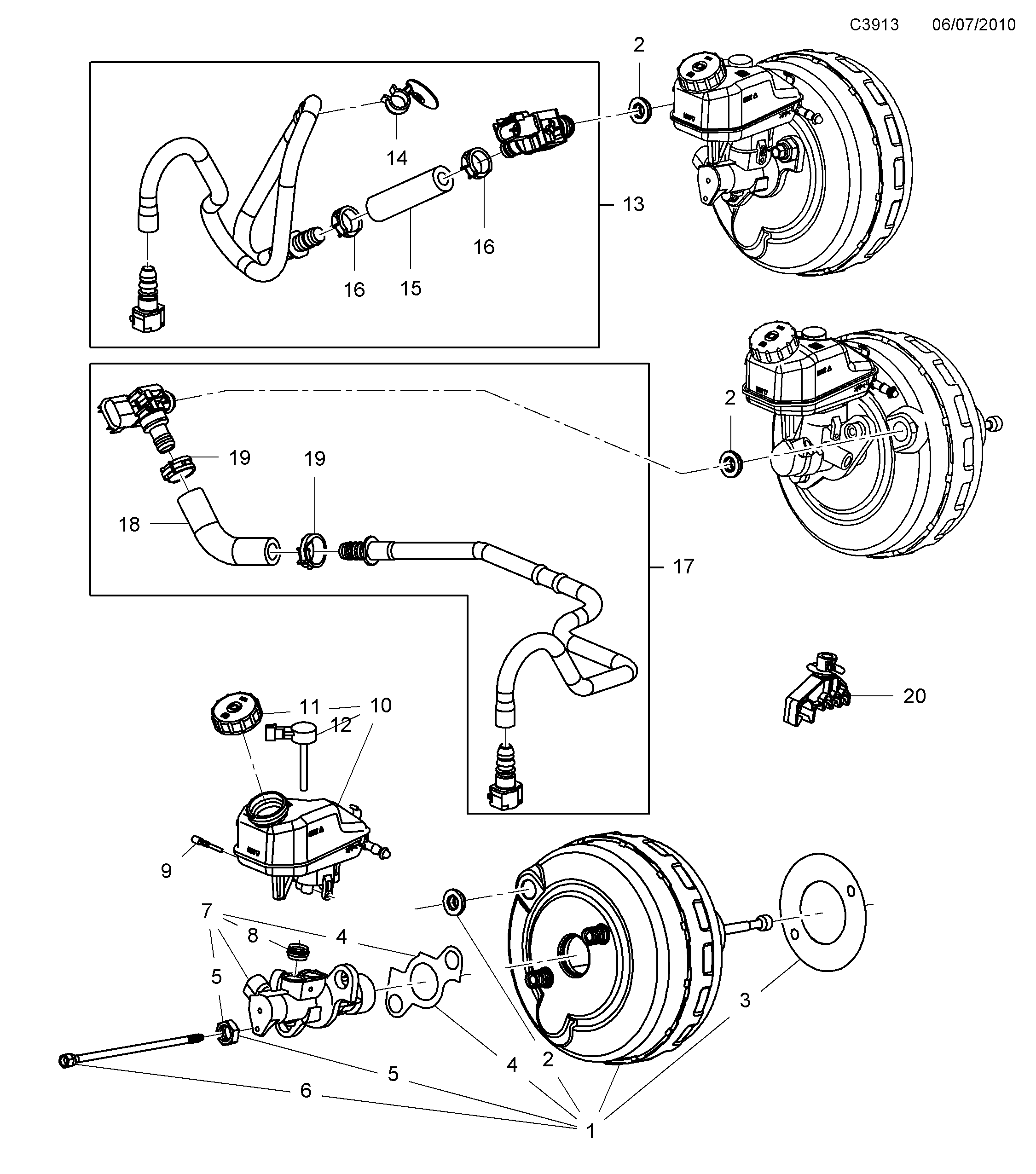 Saab 9-5 (650) Master cylinder and diagram