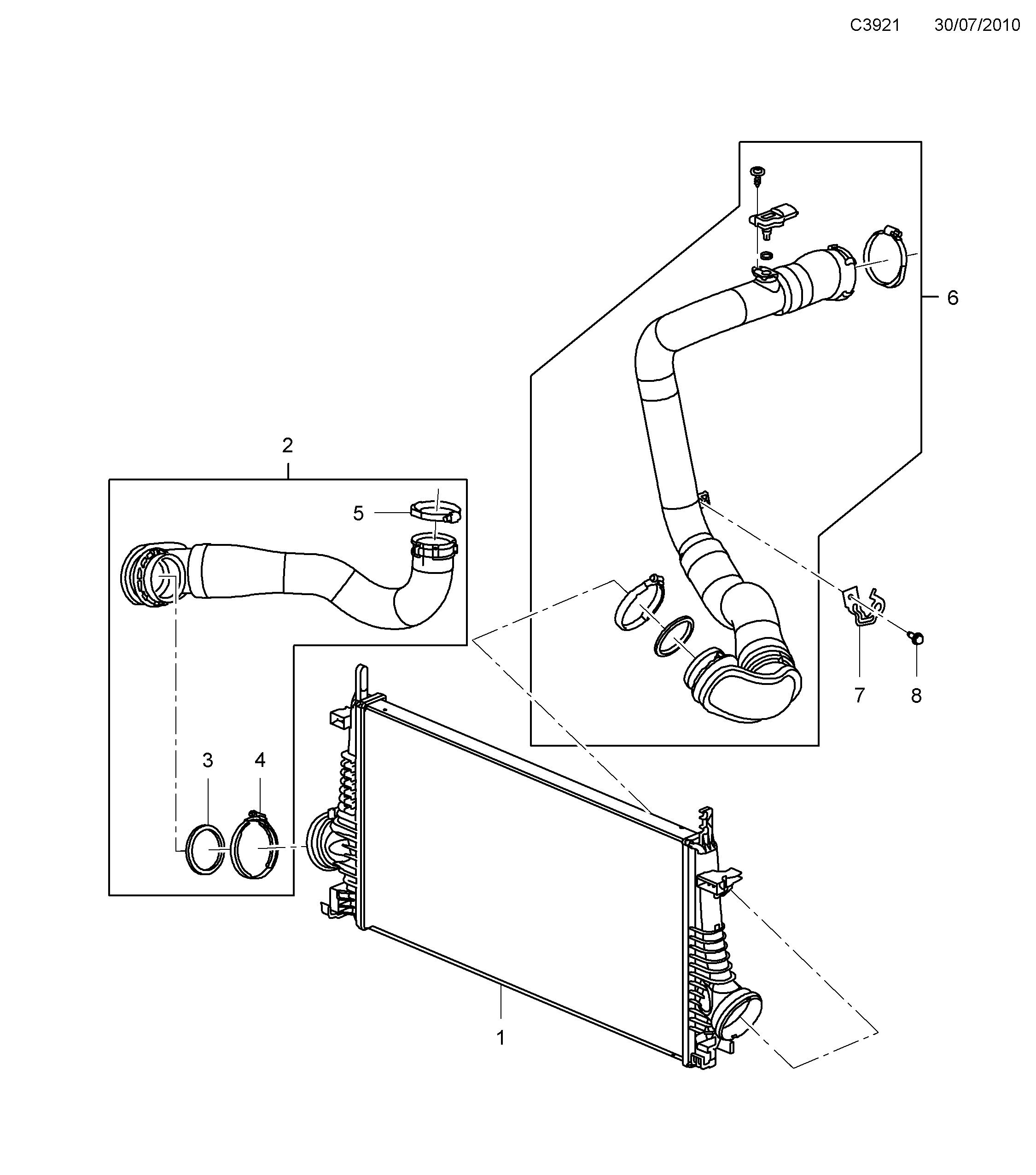 Saab 9-5 (650) Charge air cooler diagram