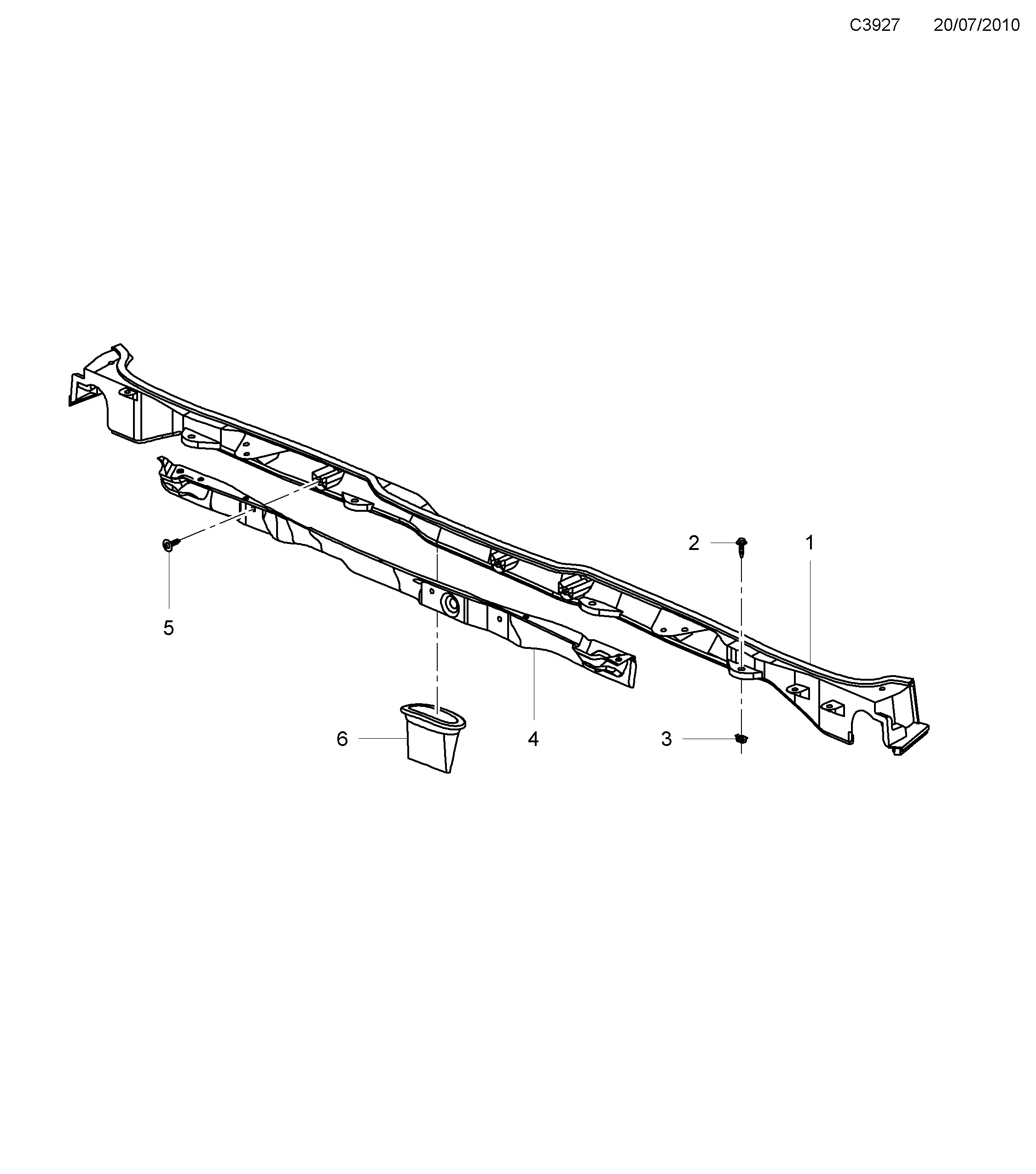 Saab 9-5 (650) Cowl plate diagram