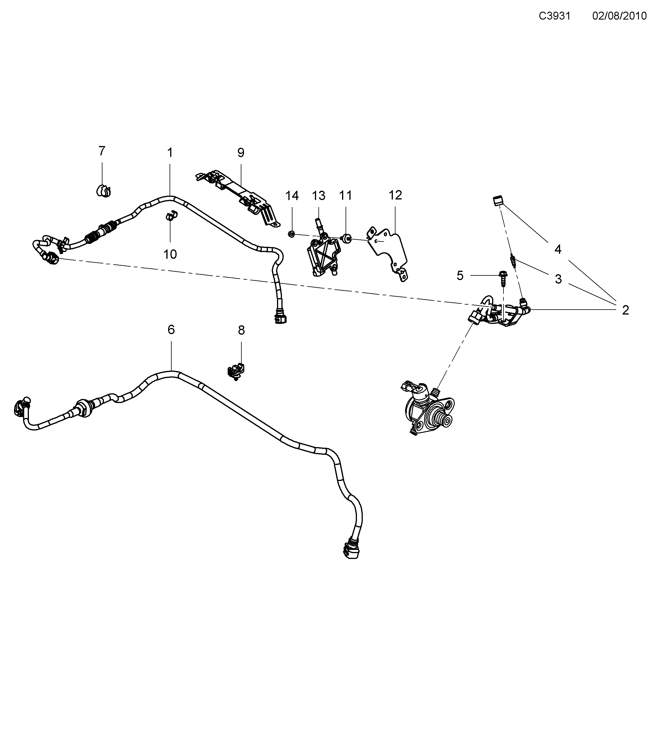 Saab 9-5 (650) Fuel pipe diagram