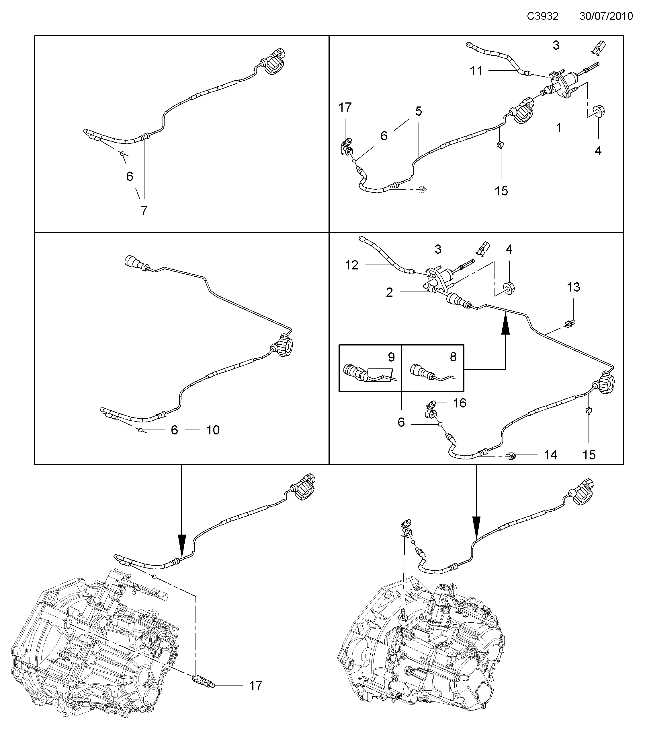 Saab 9-5 (650) Pedal, master cylinder diagram