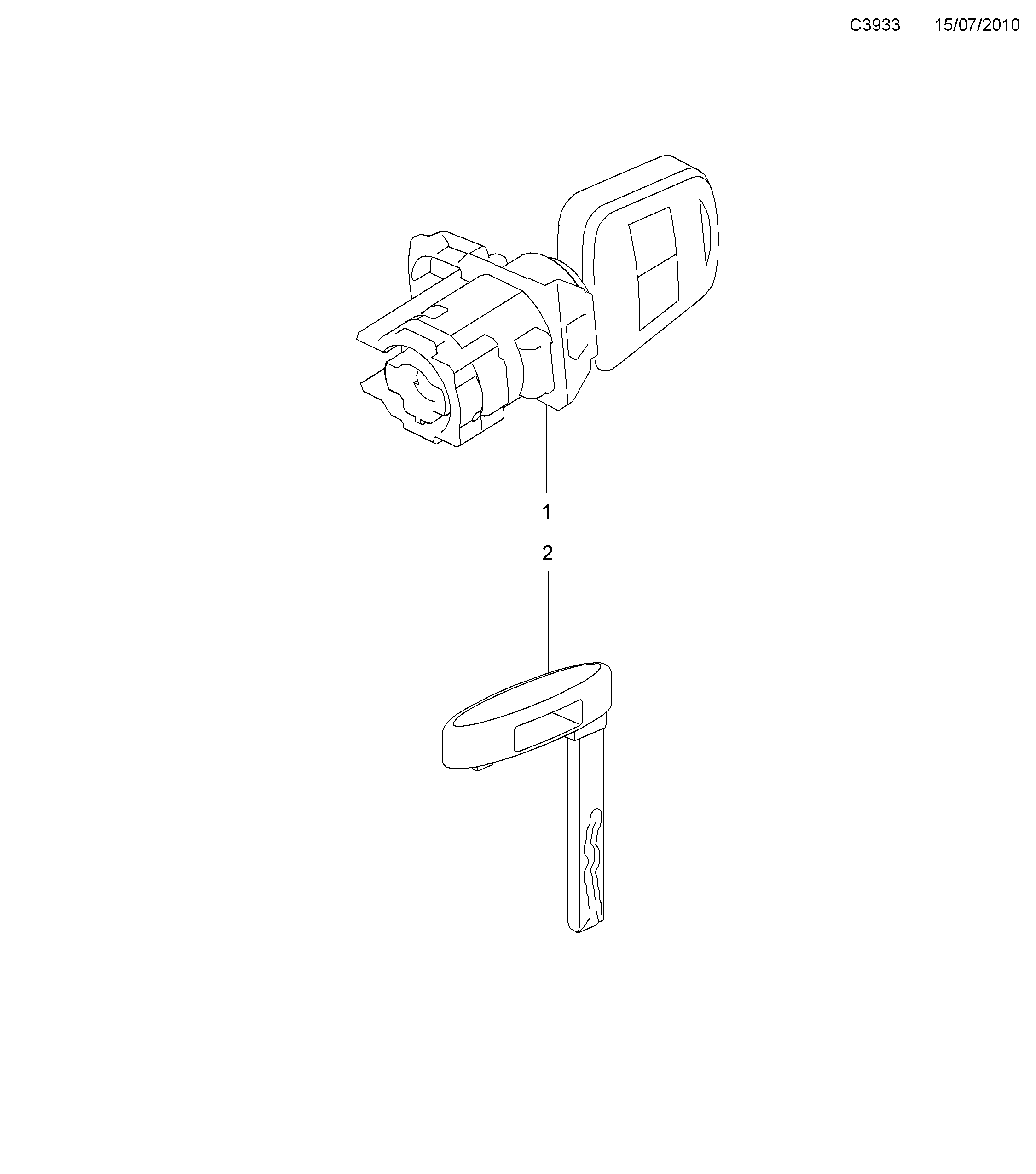 Saab 9-5 (650) Lock Lock cylinder set diagram