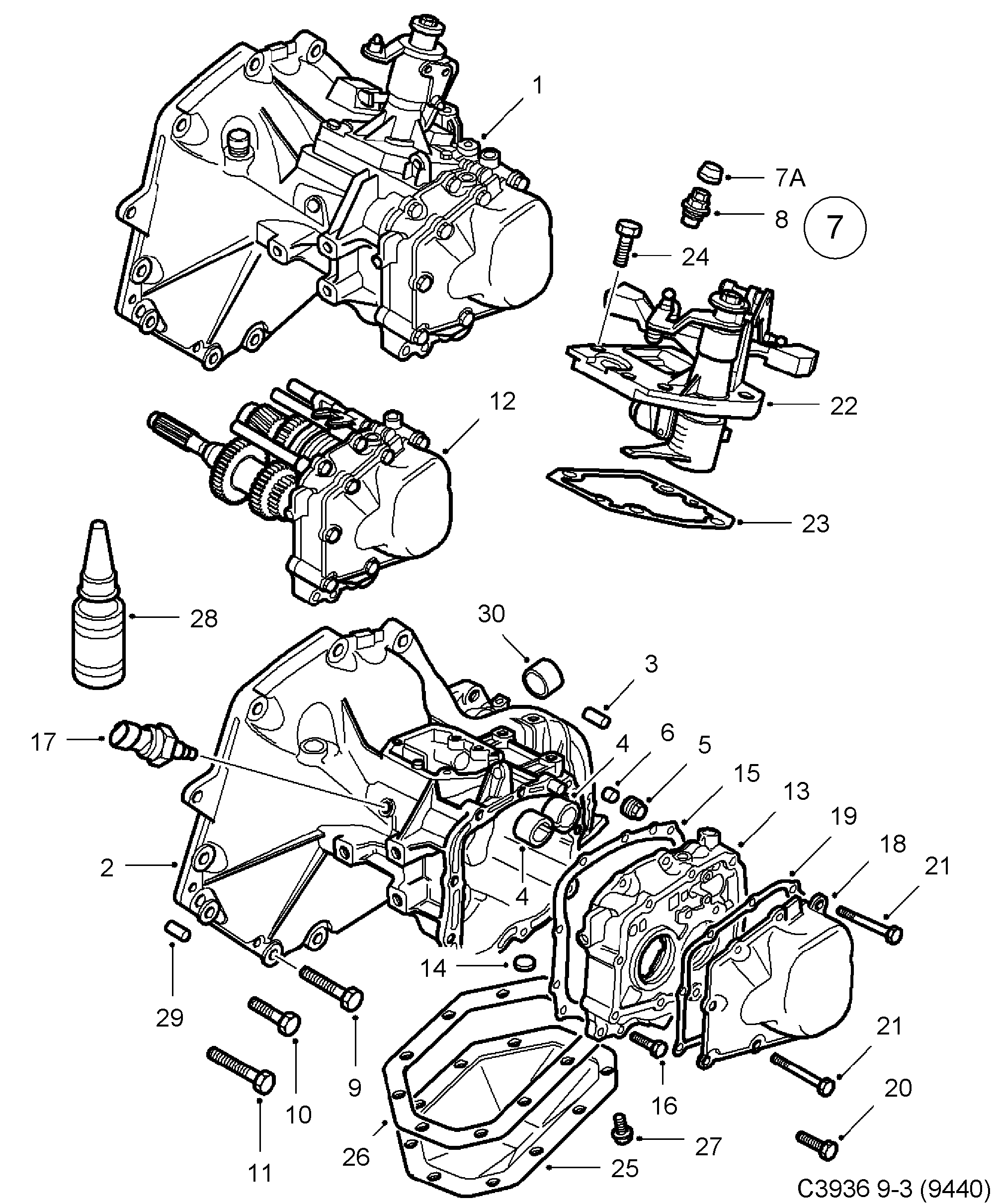 Saab 9-3 (9440) Transmission housing 5-speed diagram